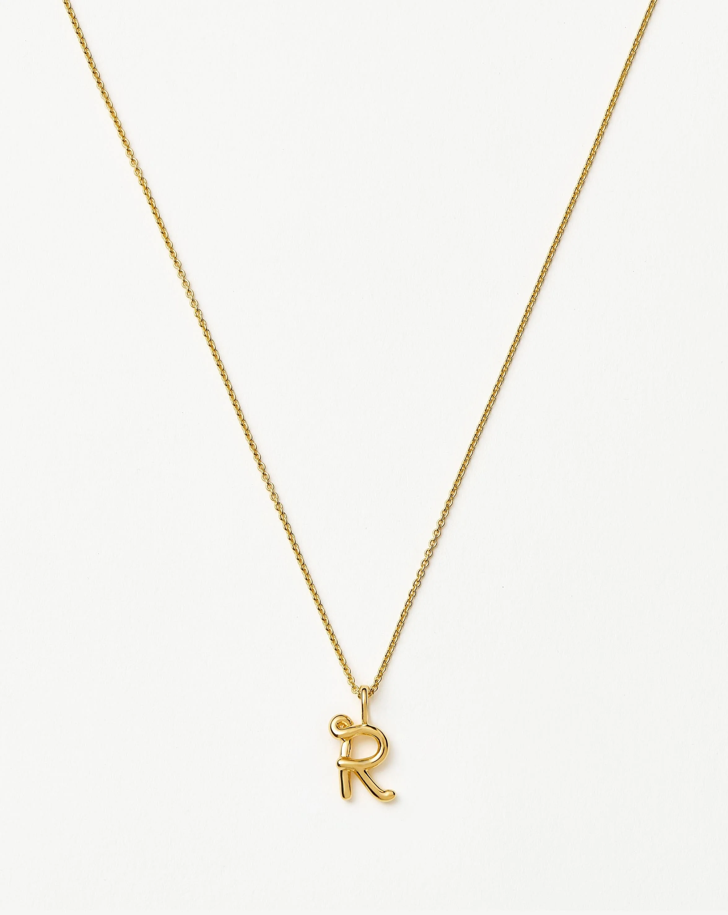Curly Molten Mini Initial Necklace - R | 18ct Gold Vermeil