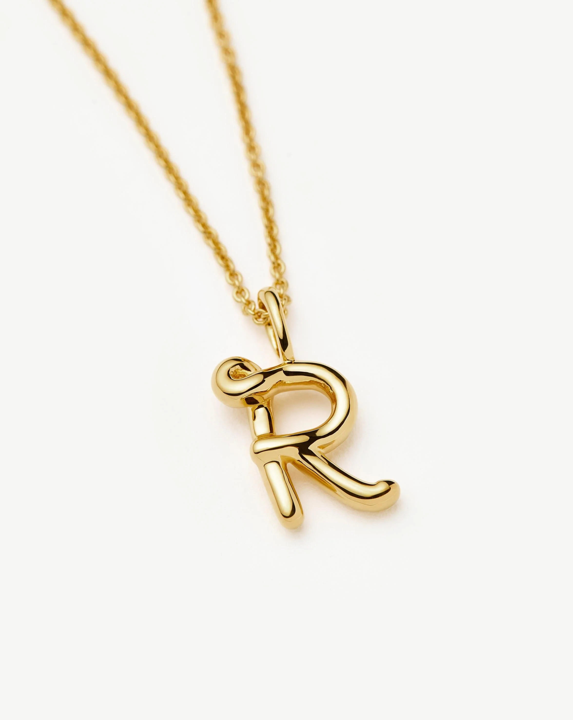 Curly Molten Mini Initial Necklace - R | 18ct Gold Vermeil - Image 4