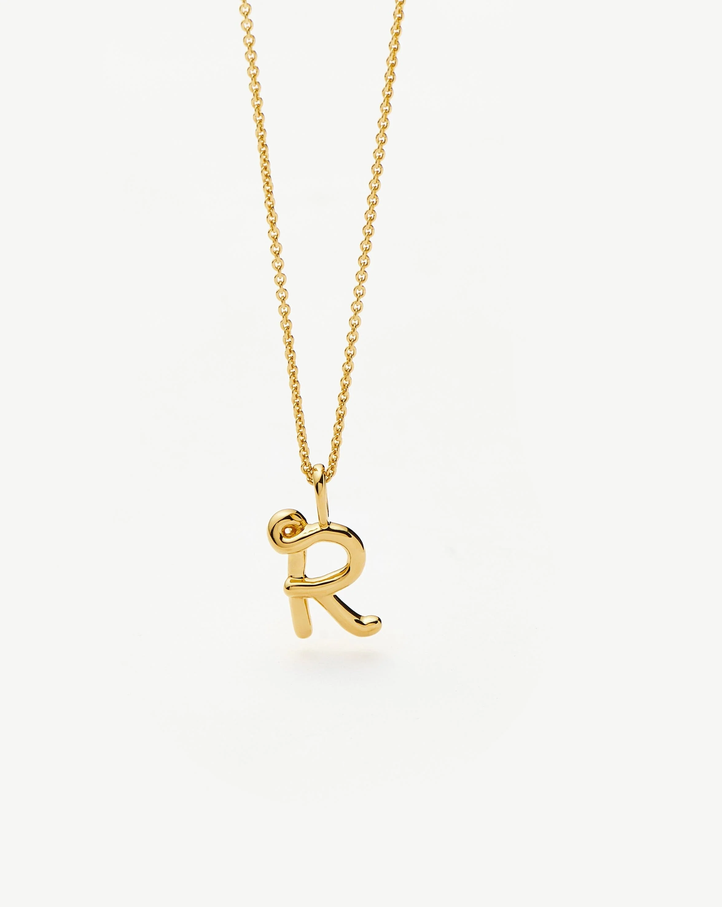 Curly Molten Mini Initial Necklace - R | 18ct Gold Vermeil - Image 5