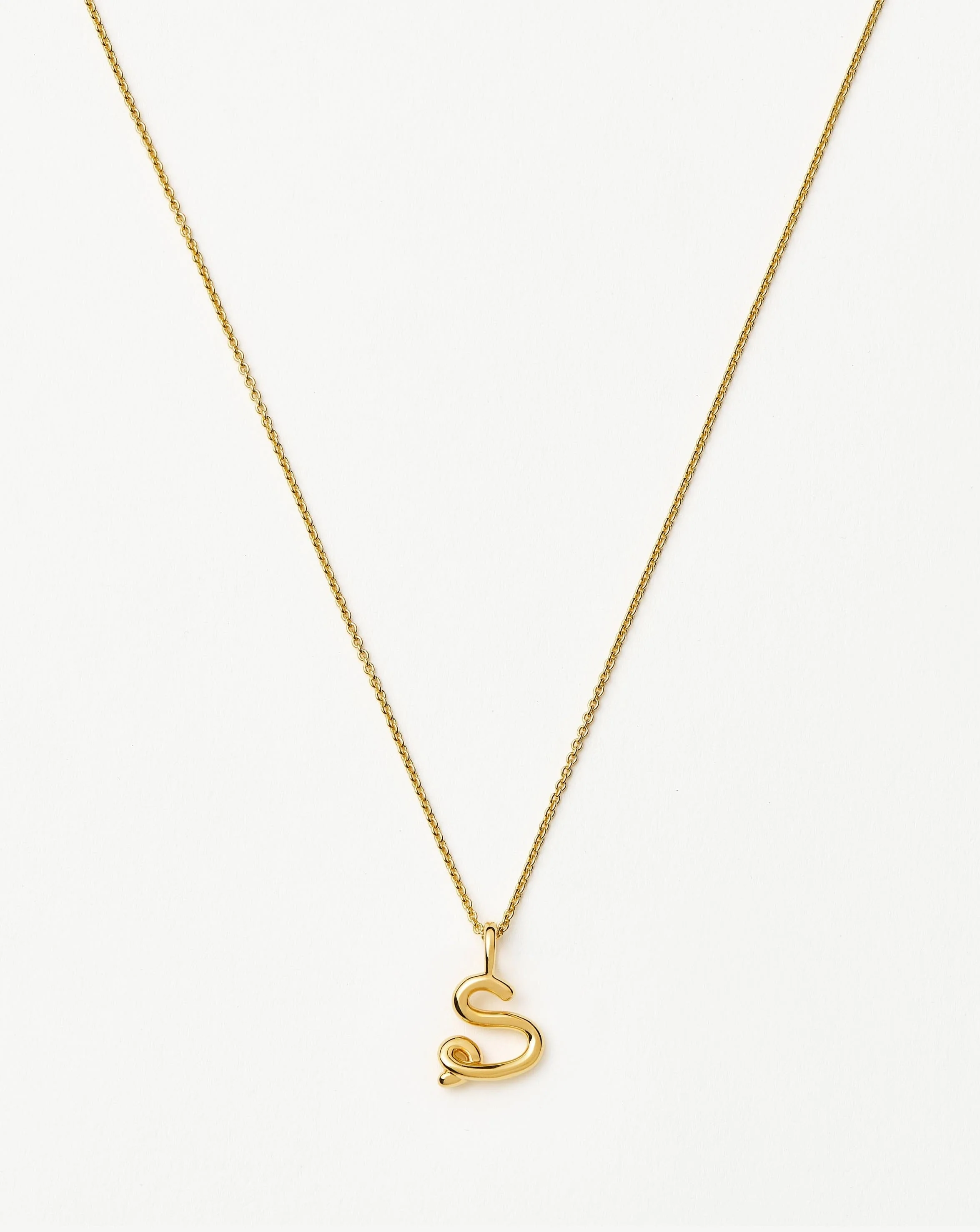 Curly Molten Mini Initial Necklace - S | 18ct Gold Vermeil