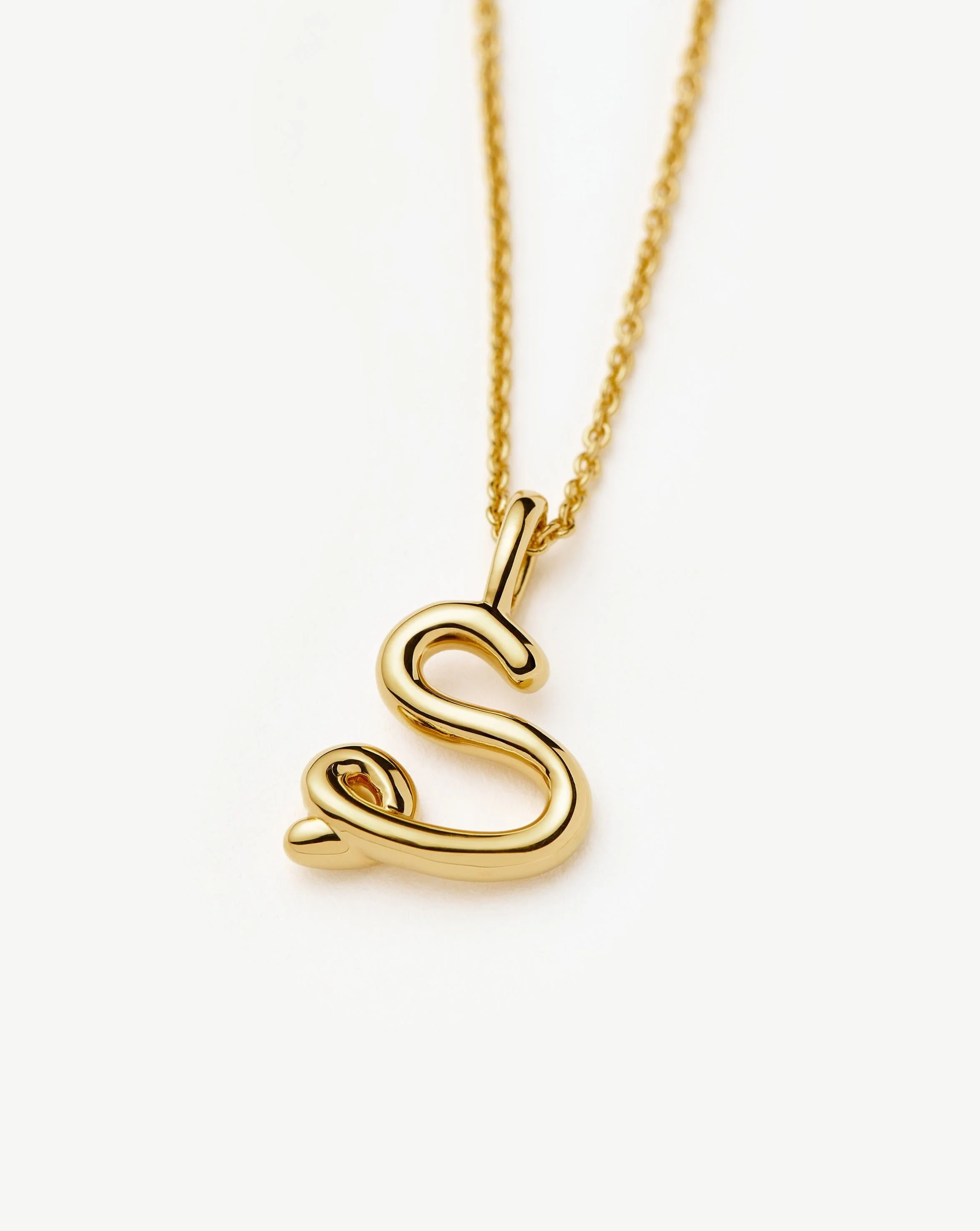 Curly Molten Mini Initial Necklace - S | 18ct Gold Vermeil - Image 4