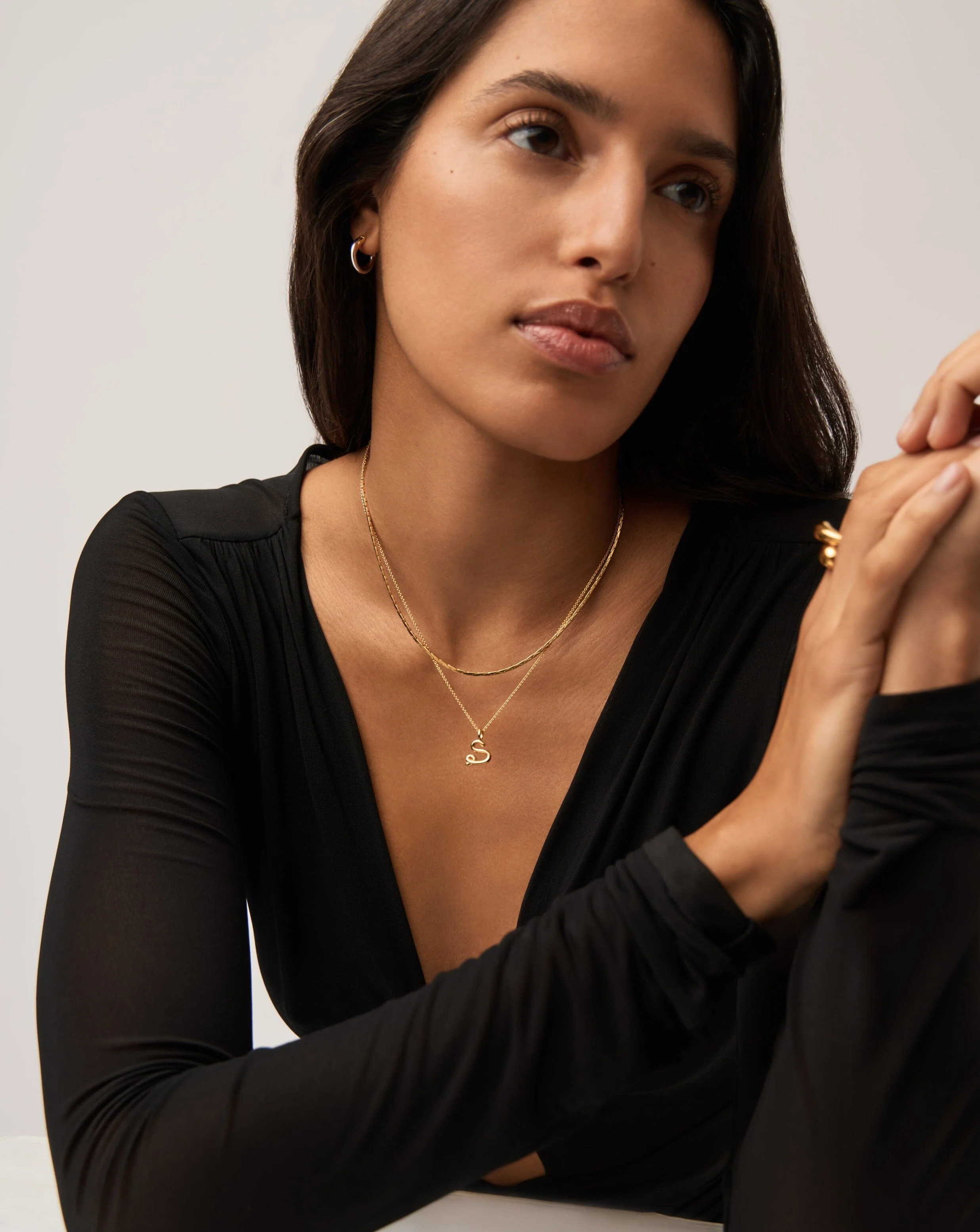 Curly Molten Mini Initial Necklace - S | 18ct Gold Vermeil - Image 6