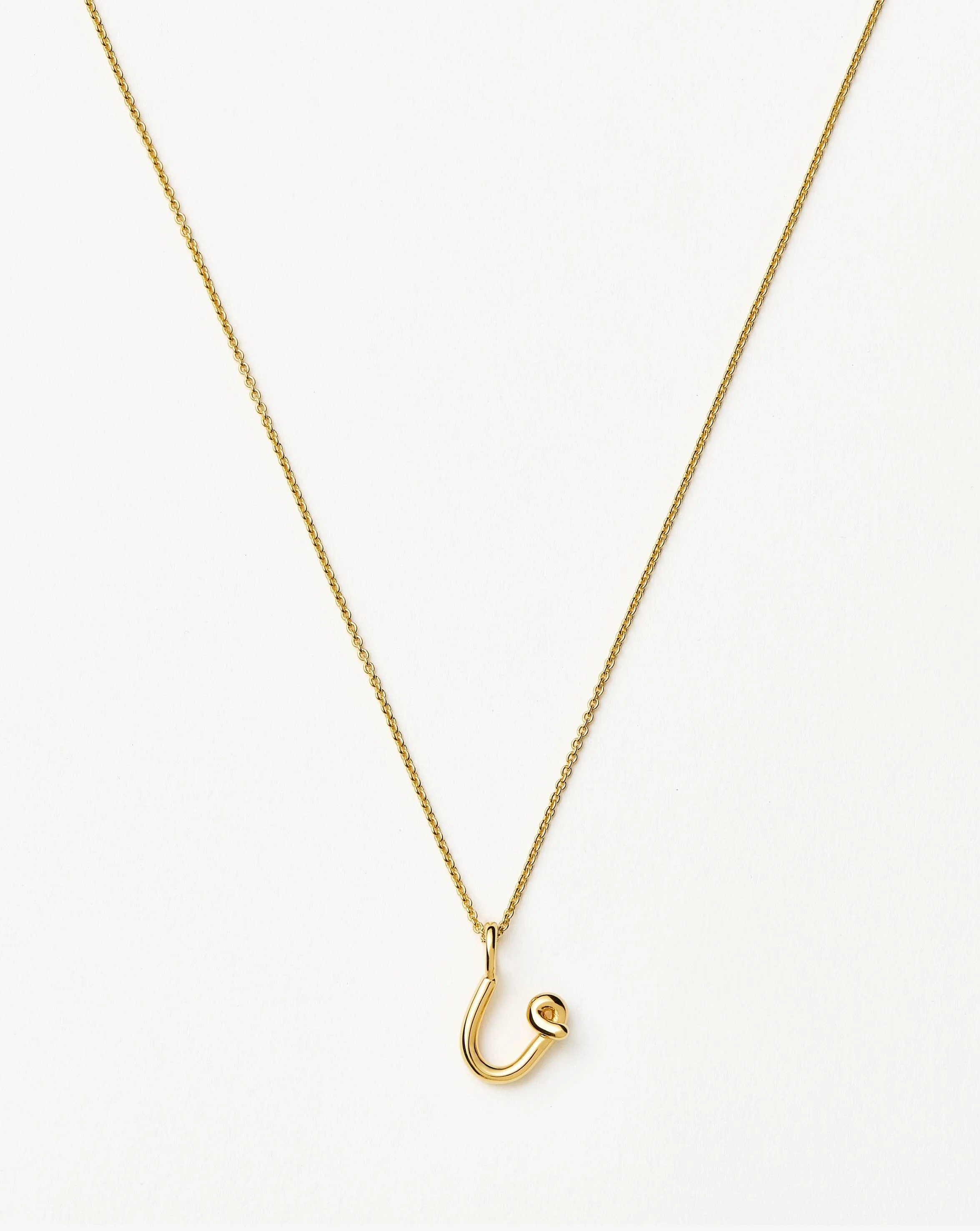 Curly Molten Mini Initial Necklace - U | 18ct Gold Vermeil