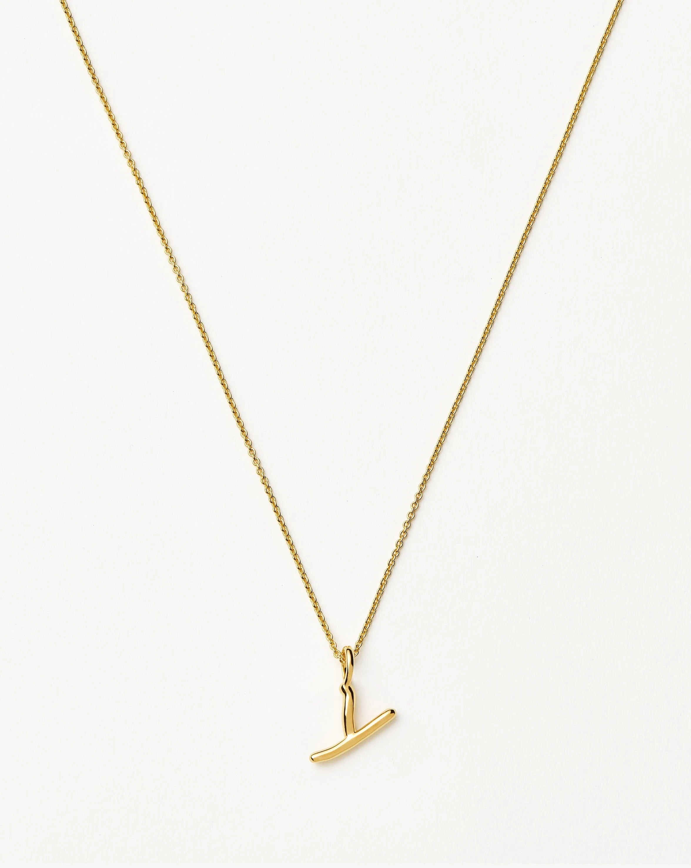 Curly Molten Mini Initial Necklace - Y | 18ct Gold Vermeil