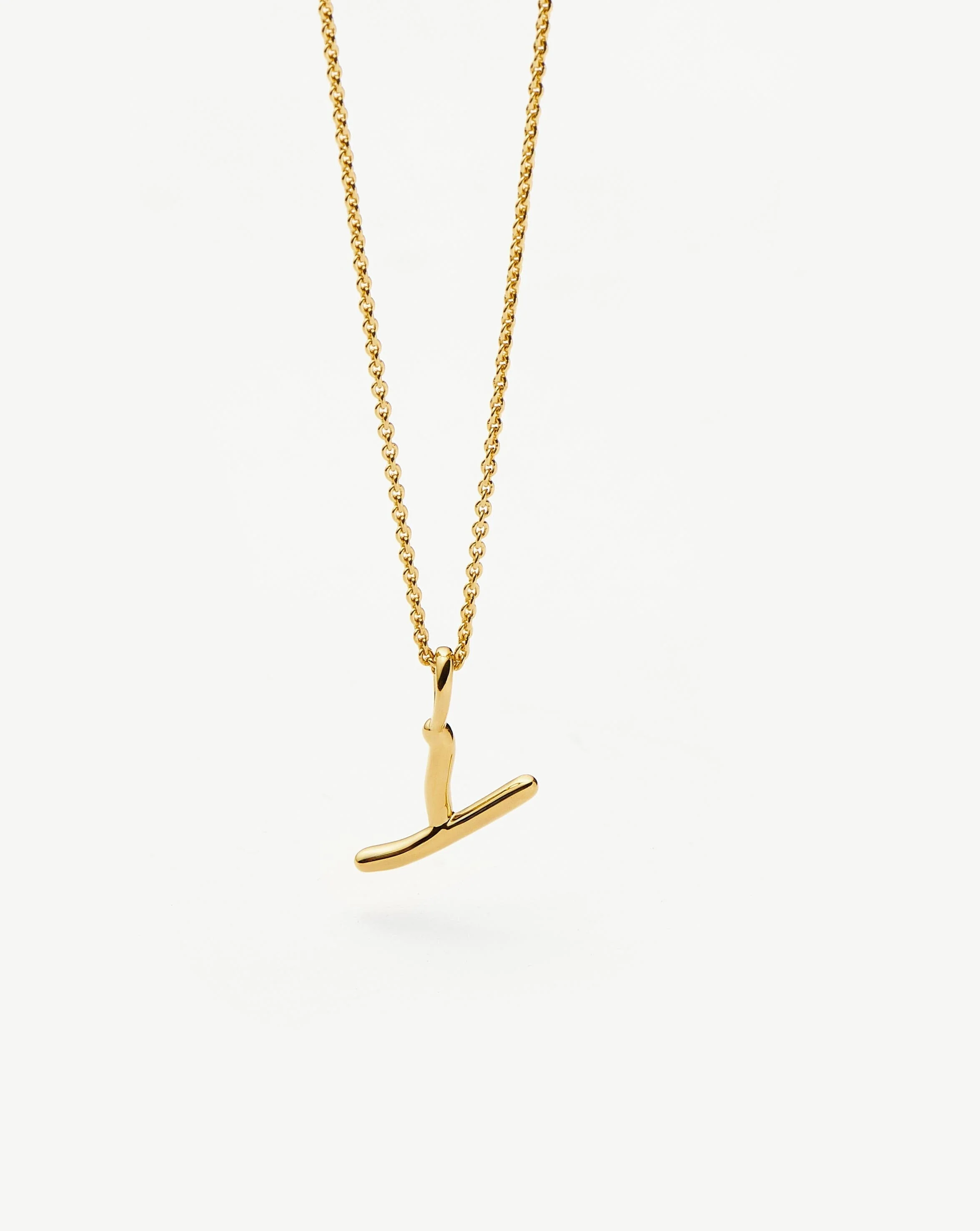 Curly Molten Mini Initial Necklace - Y | 18ct Gold Vermeil - Image 2