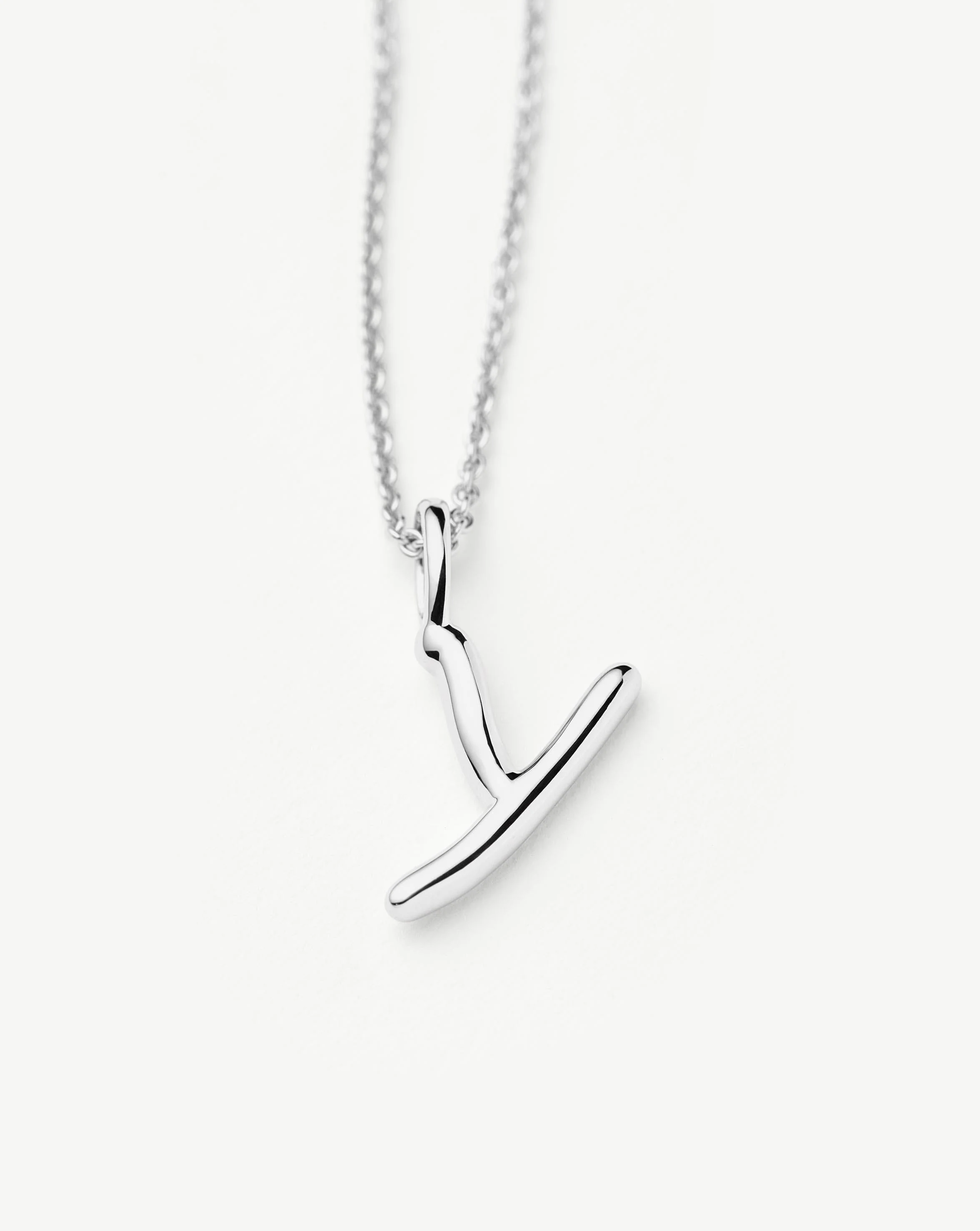Curly Molten Mini Initial Necklace - Y | Sterling Silver - Image 2