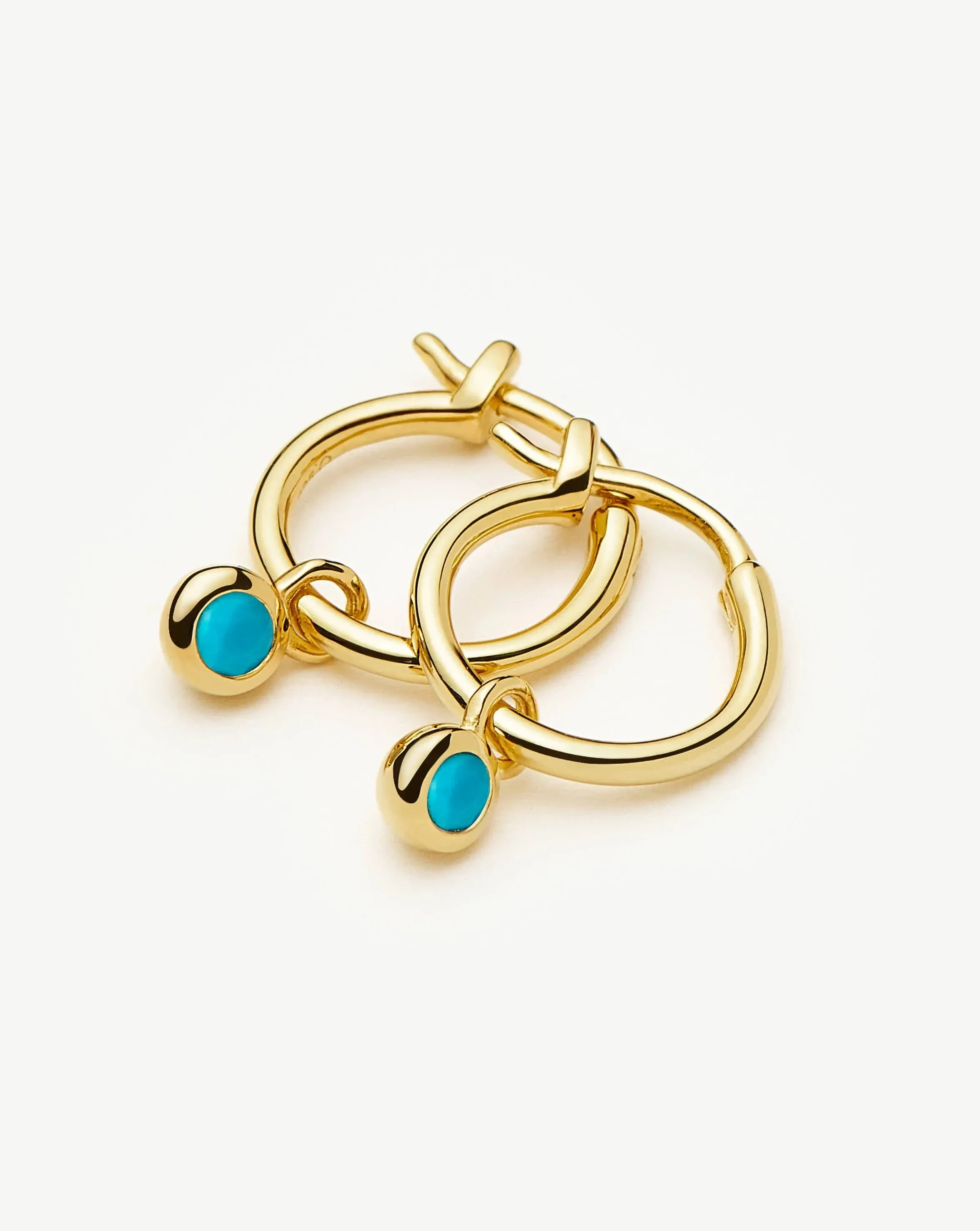December Birthstone Mini Charm Hoop Earrings | 18ct Gold Vermeil/Turquoise Magnesite - Image 4