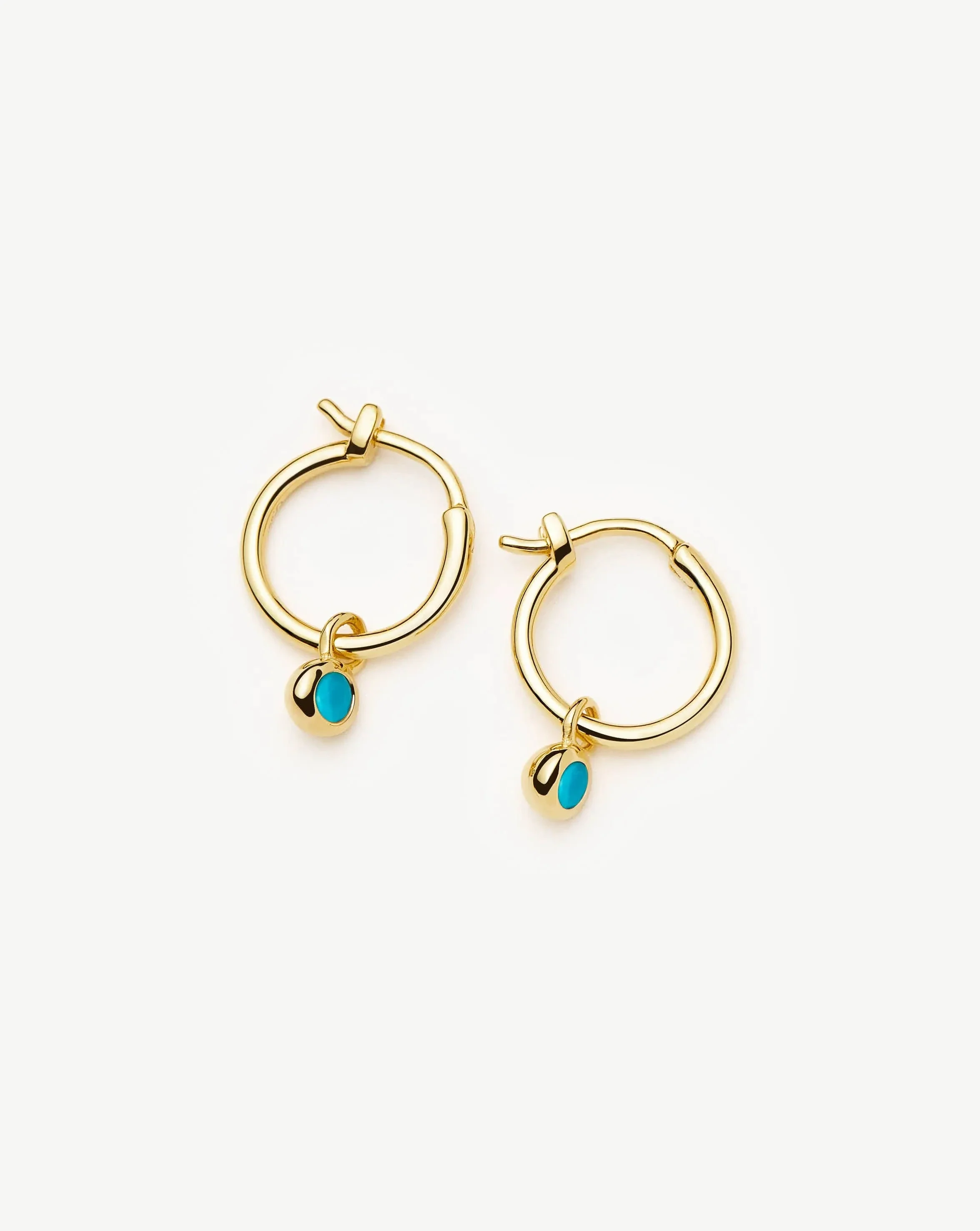 December Birthstone Mini Charm Hoop Earrings | 18ct Gold Vermeil/Turquoise Magnesite - Image 5