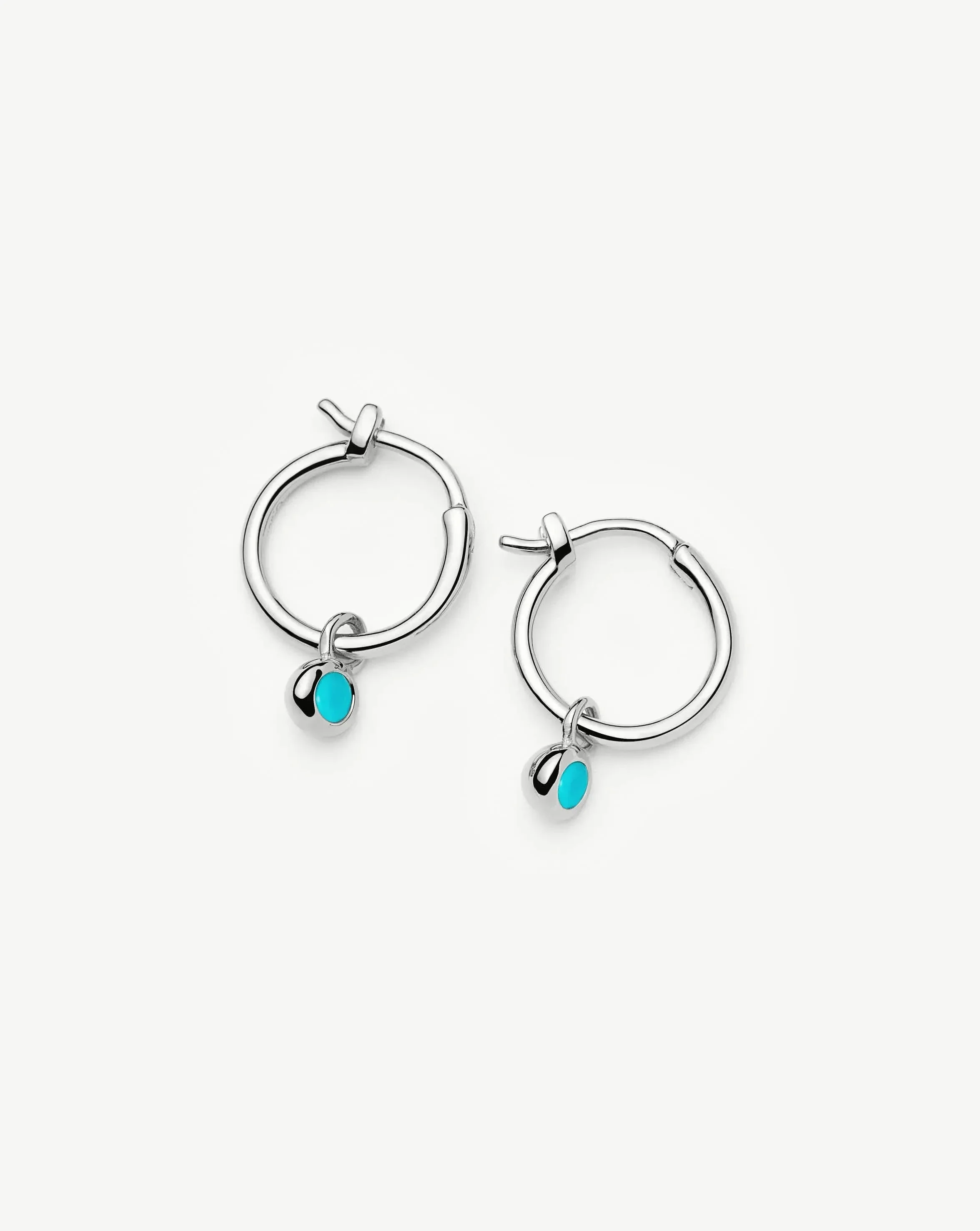 December Birthstone Mini Charm Hoop Earrings | Sterling Silver/Turquoise Magnesite - Image 5