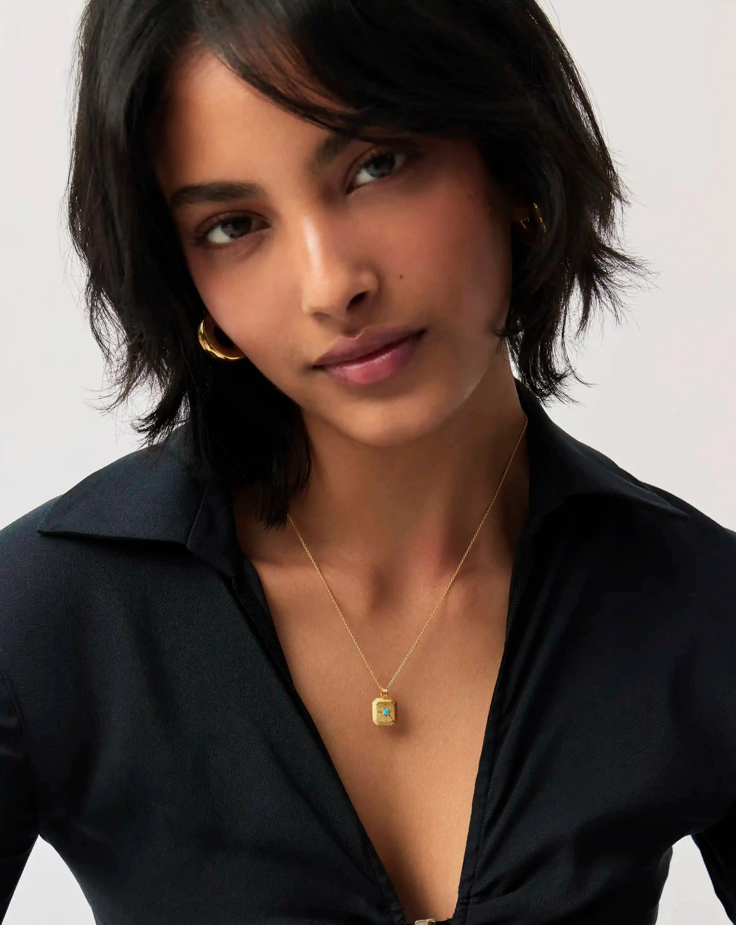 December Birthstone Necklace & Charm Earrings Set | 18ct Gold Vermeil/Turquoise Magnesite - Image 3