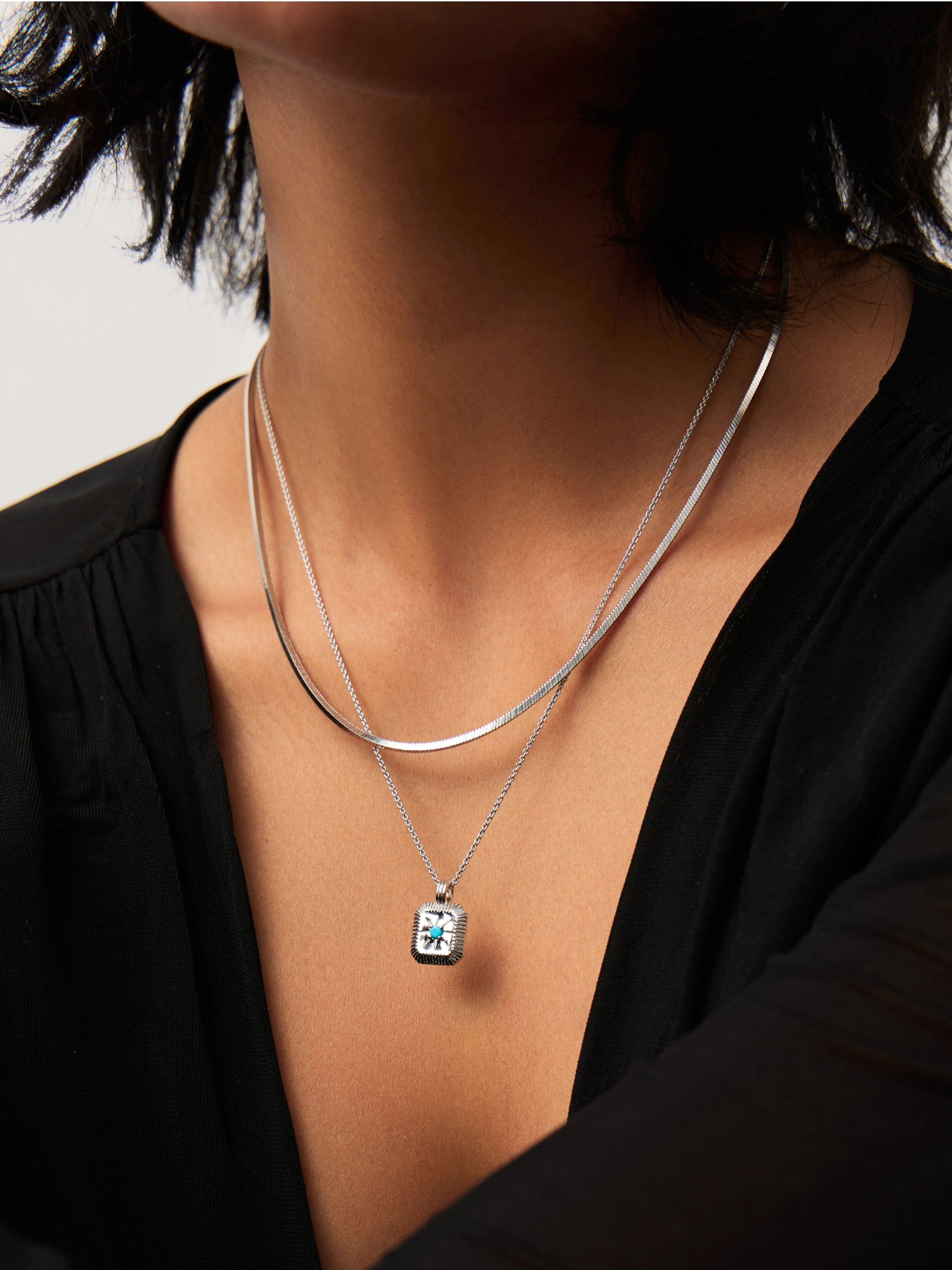 December Birthstone Necklace & Charm Earrings Set | Sterling Silver/Turquoise Magnesite - Image 2