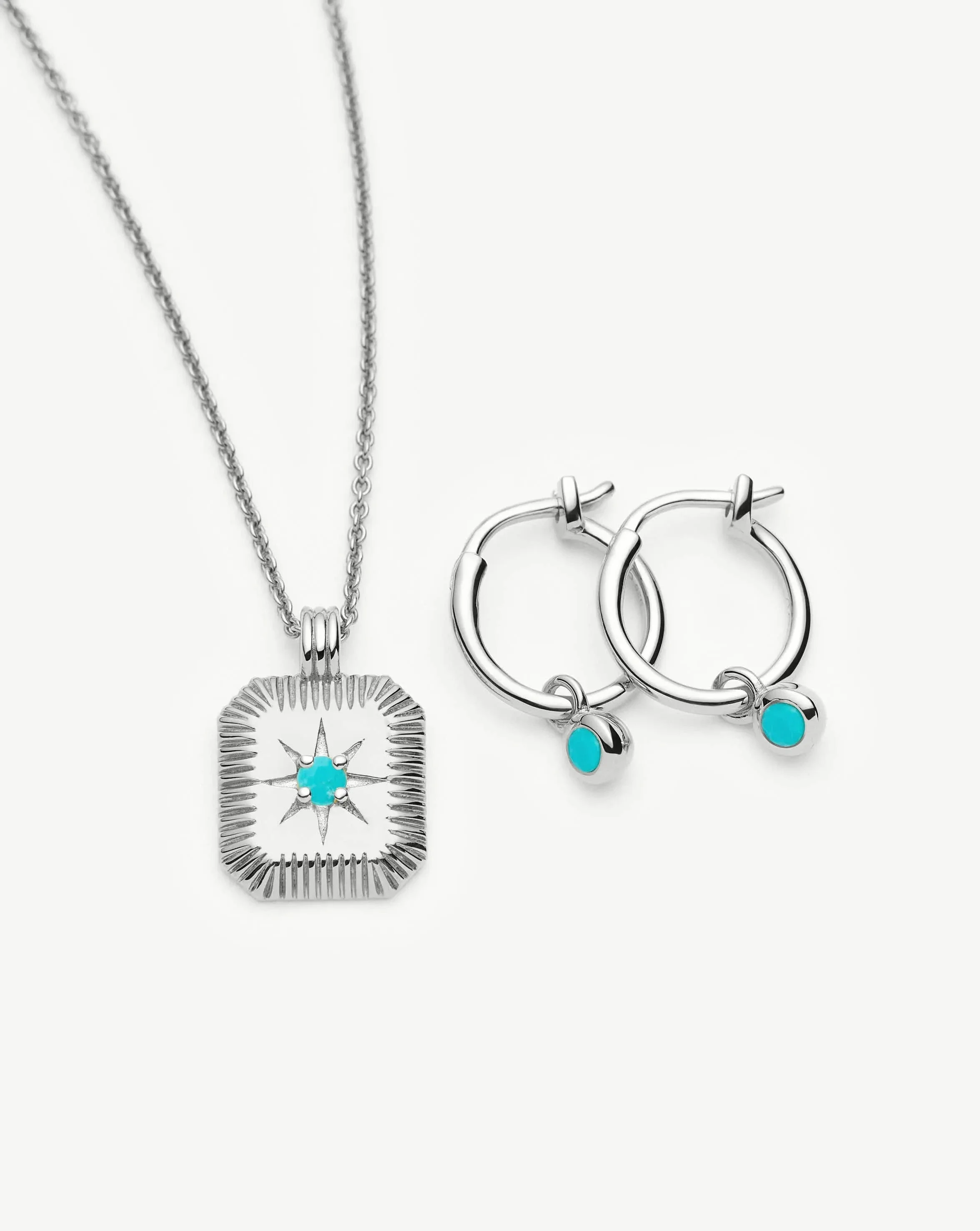 December Birthstone Necklace & Charm Earrings Set | Sterling Silver/Turquoise Magnesite - Image 4
