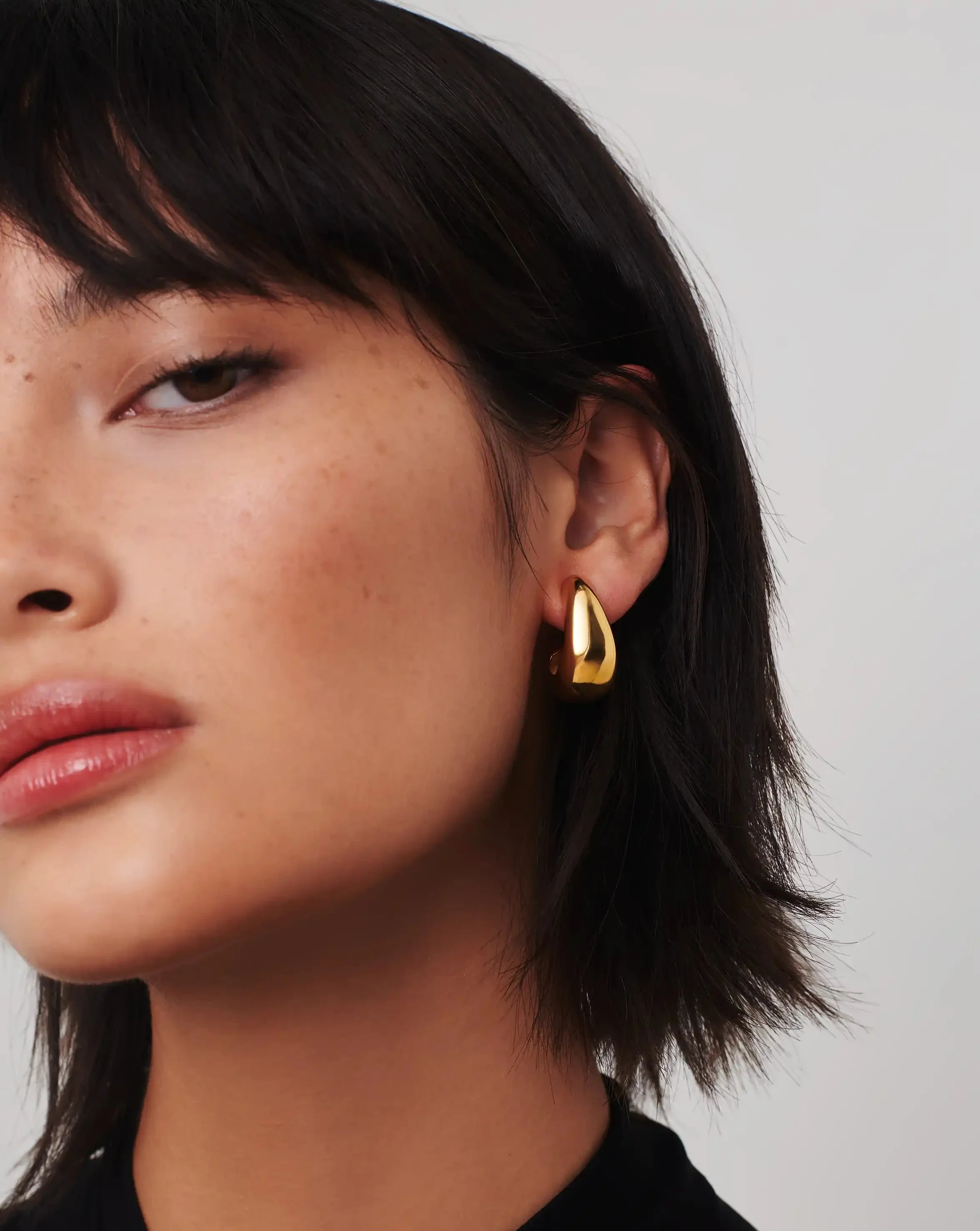 Dome Medium Hoop Earrings | 18ct Gold Plated - Image 3