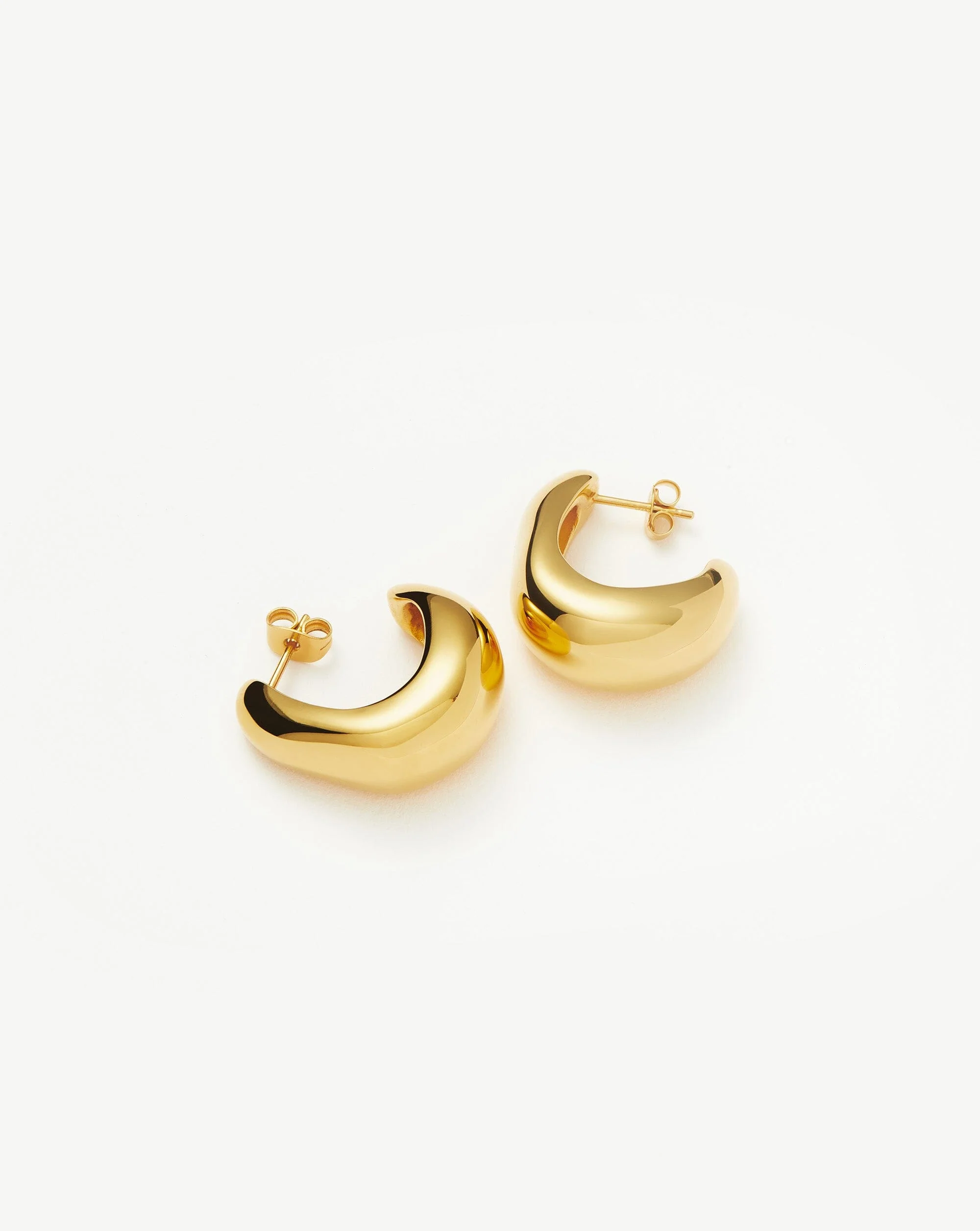Dome Medium Hoop Earrings | 18ct Gold Plated - Image 4