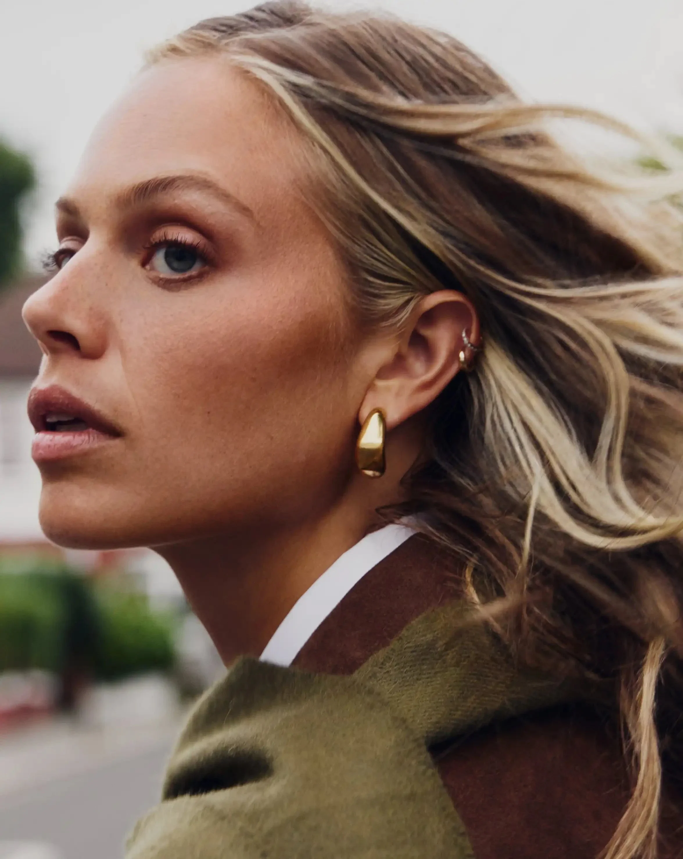 Dome Medium Hoop Earrings | 18ct Gold Plated - Image 6