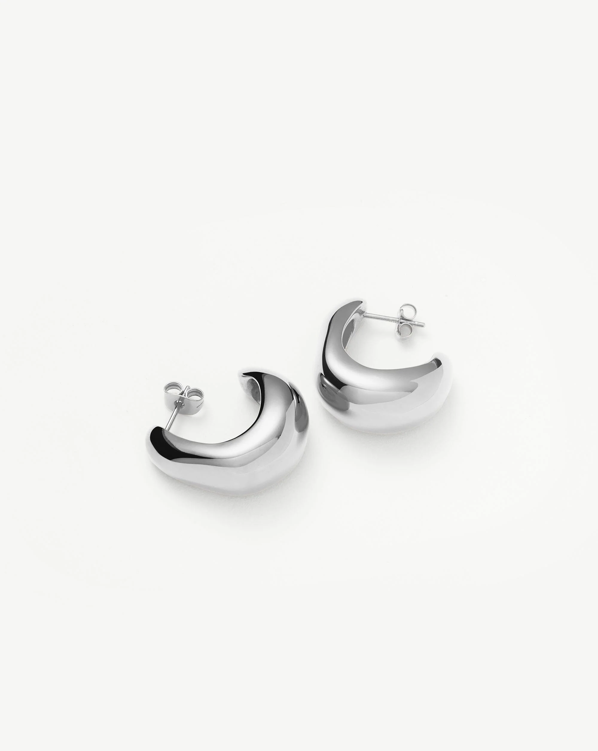 Dome Medium Hoop Earrings | Silver Plated - Image 4