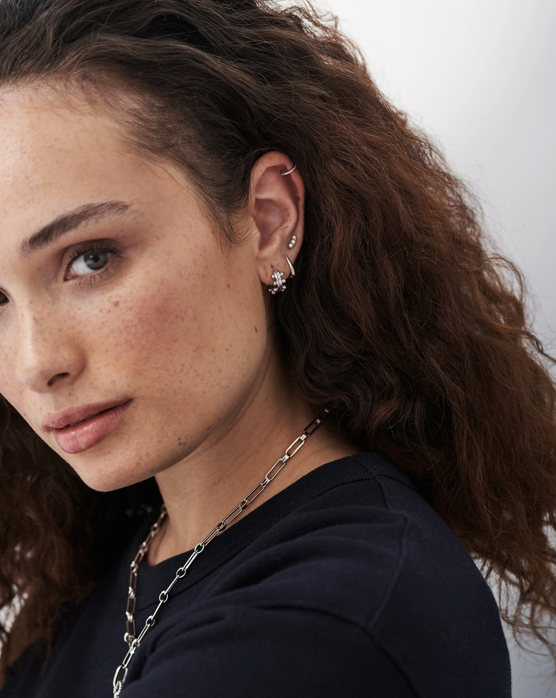 Mini Double Beaded Hoop Earrings - Image 2