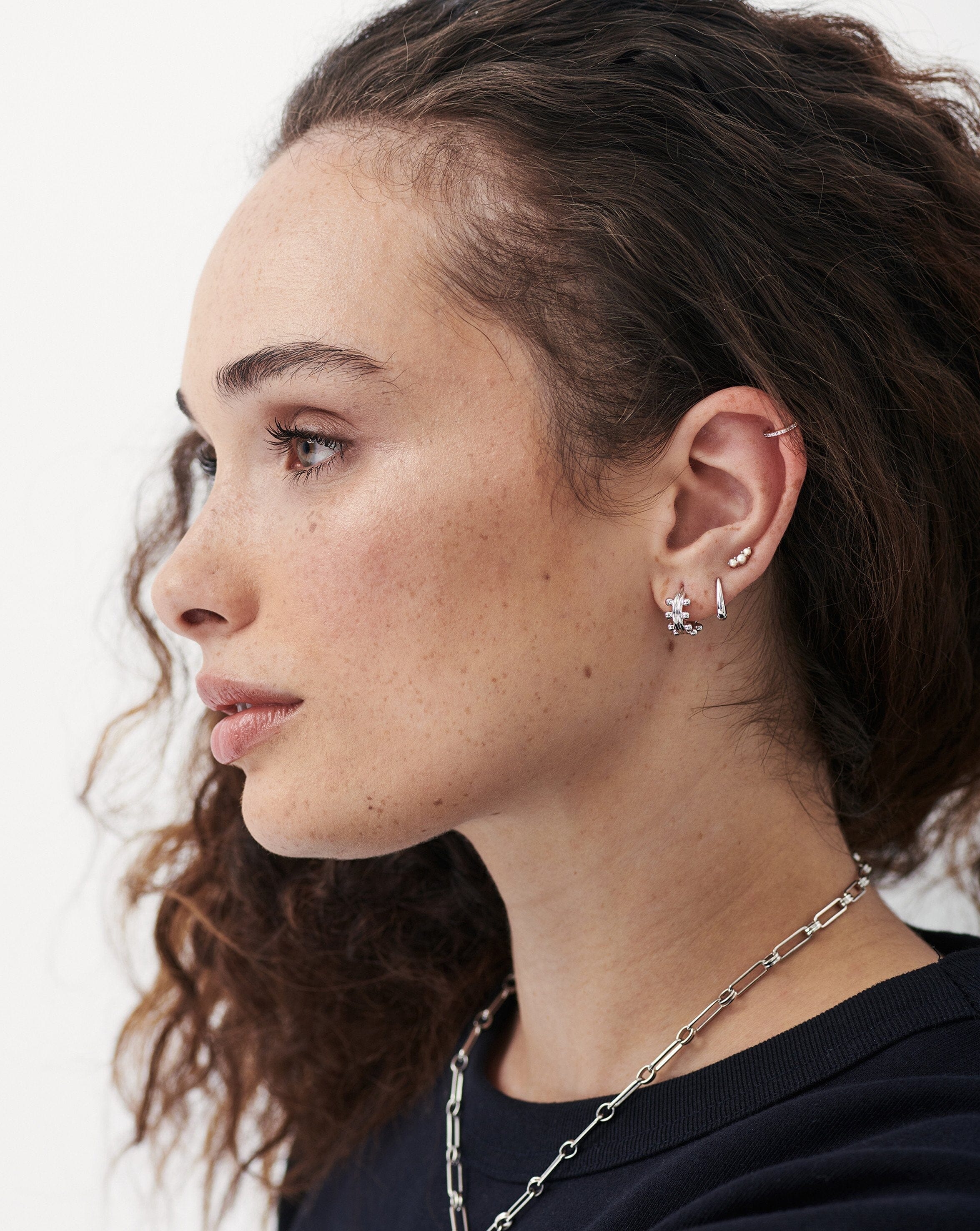 Mini Double Beaded Hoop Earrings - Image 3