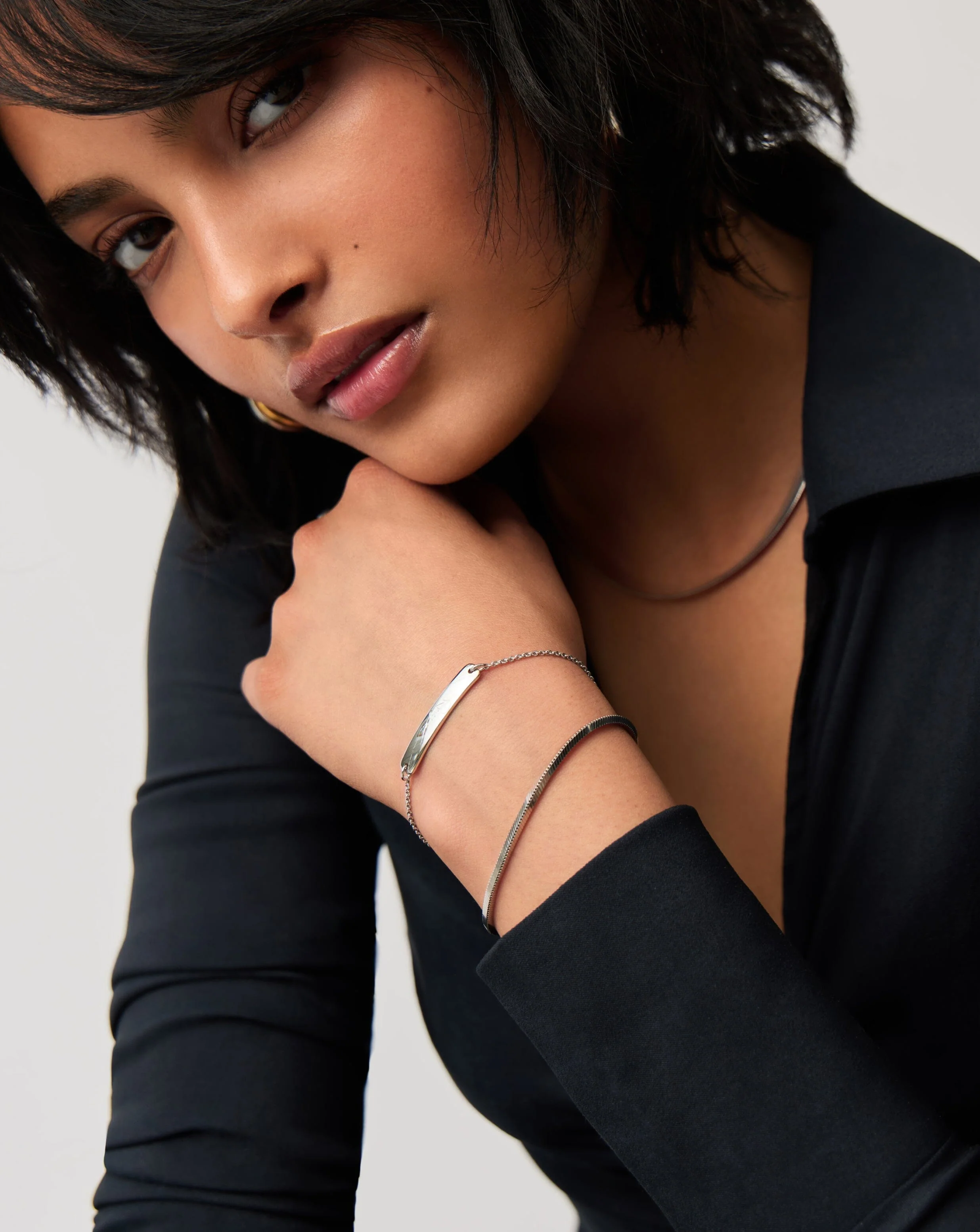Engravable Bar Chain Bracelet | Silver Plated - Image 2