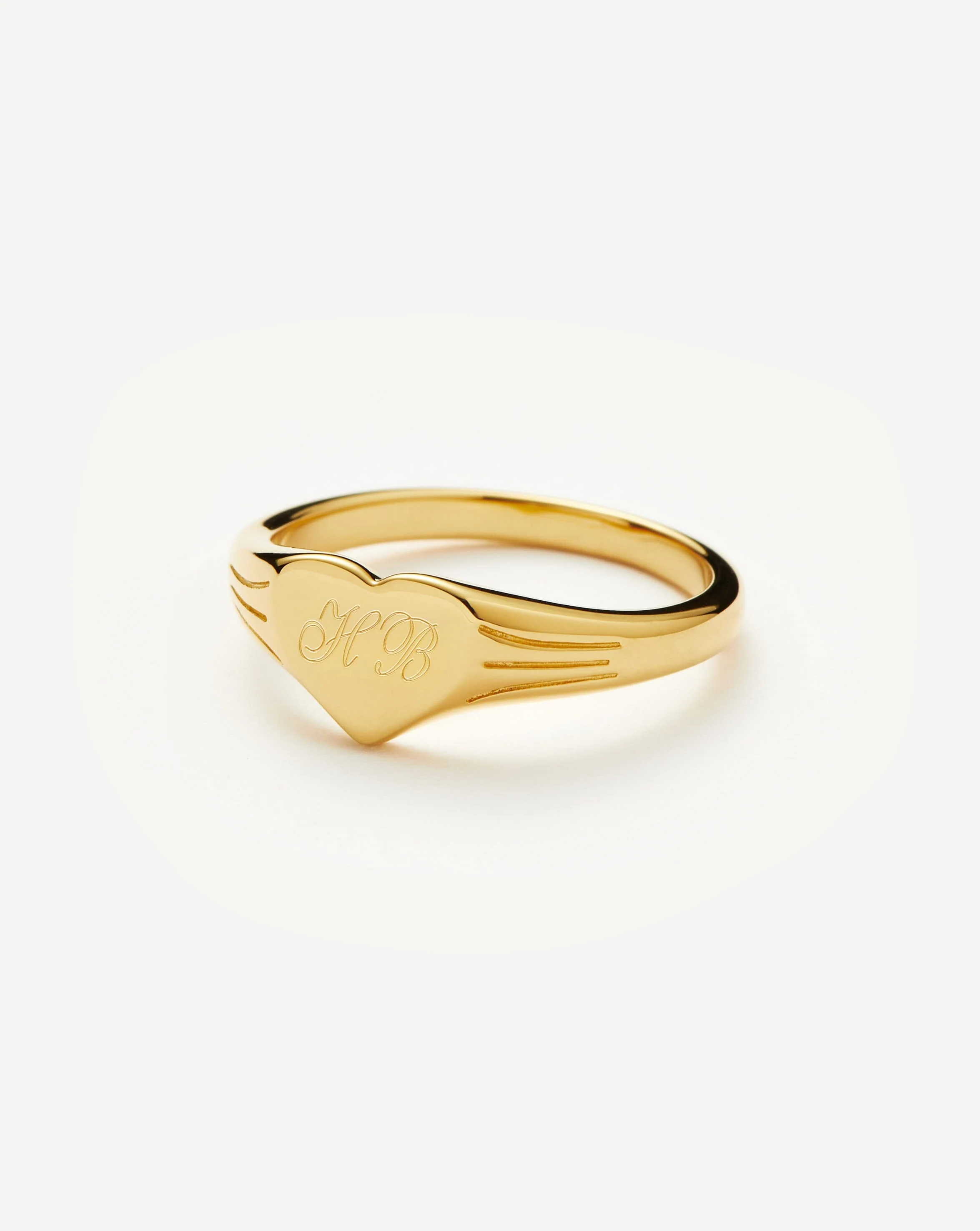 Engravable Heart Signet Ring | 18ct Gold Vermeil - Image 4