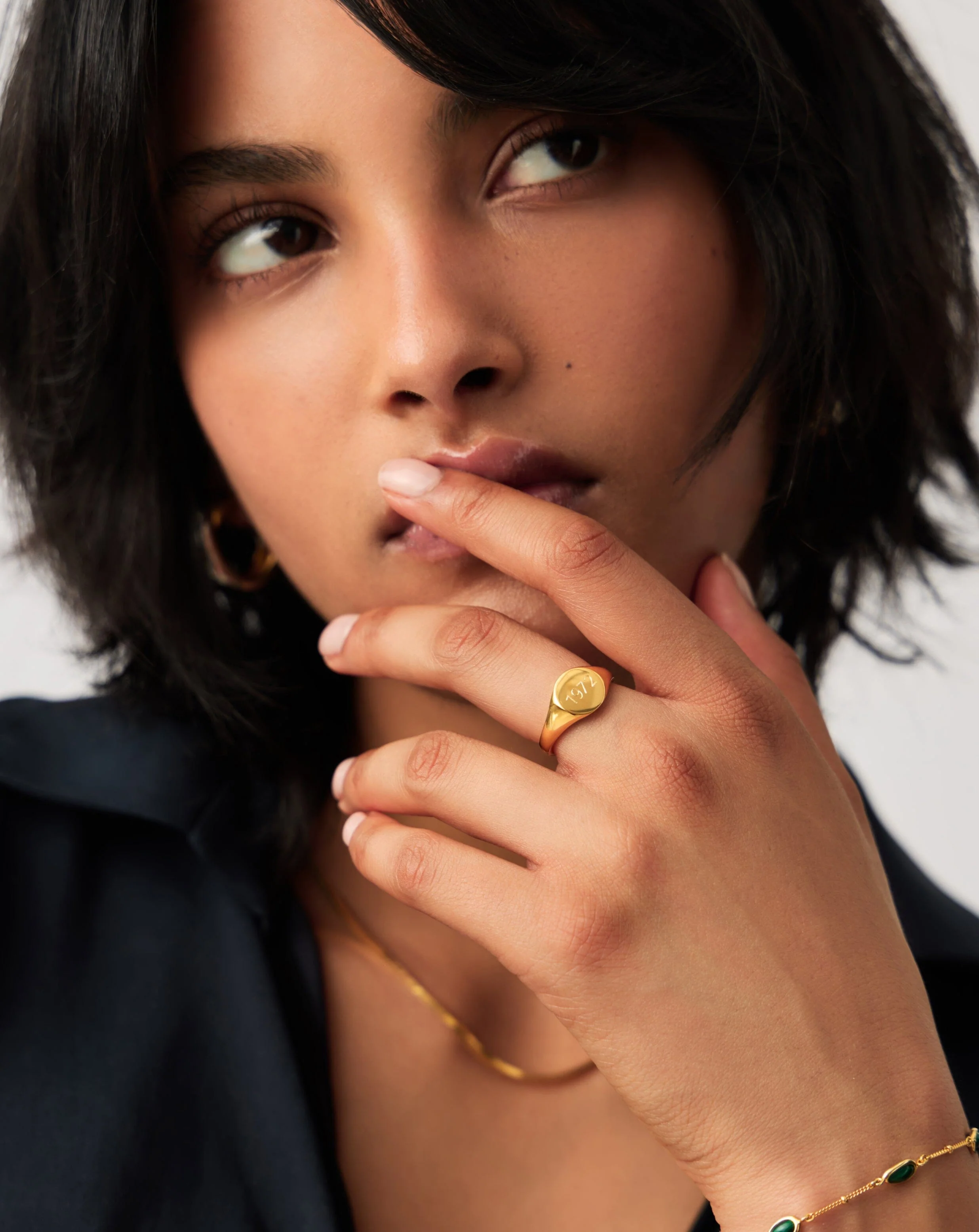 Engravable Round Signet Ring | 18ct Gold Vermeil - Image 2