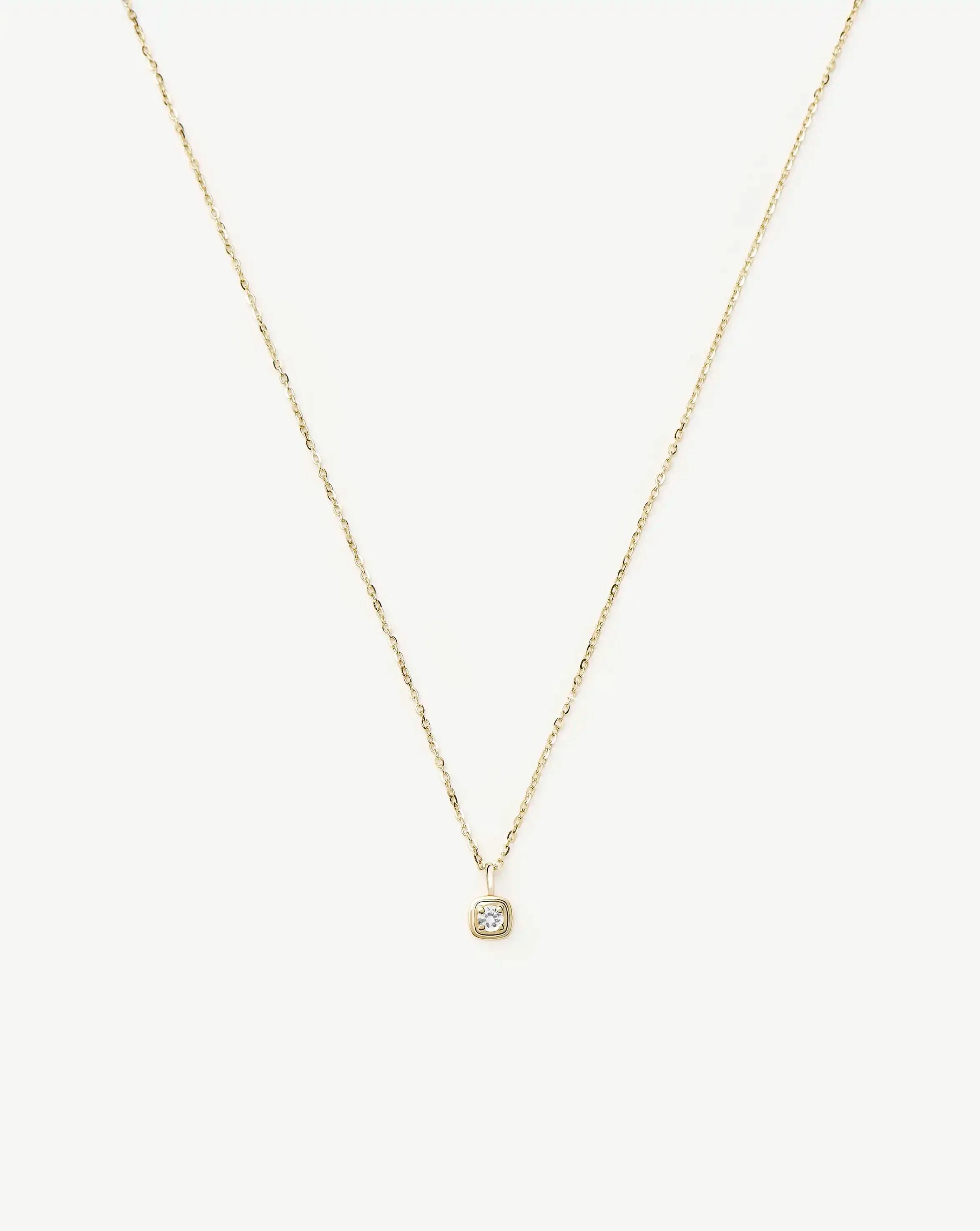 Solid Gold April Birthstone Pendant Necklace | 14ct Solid Gold/White Sapphire - Image 4