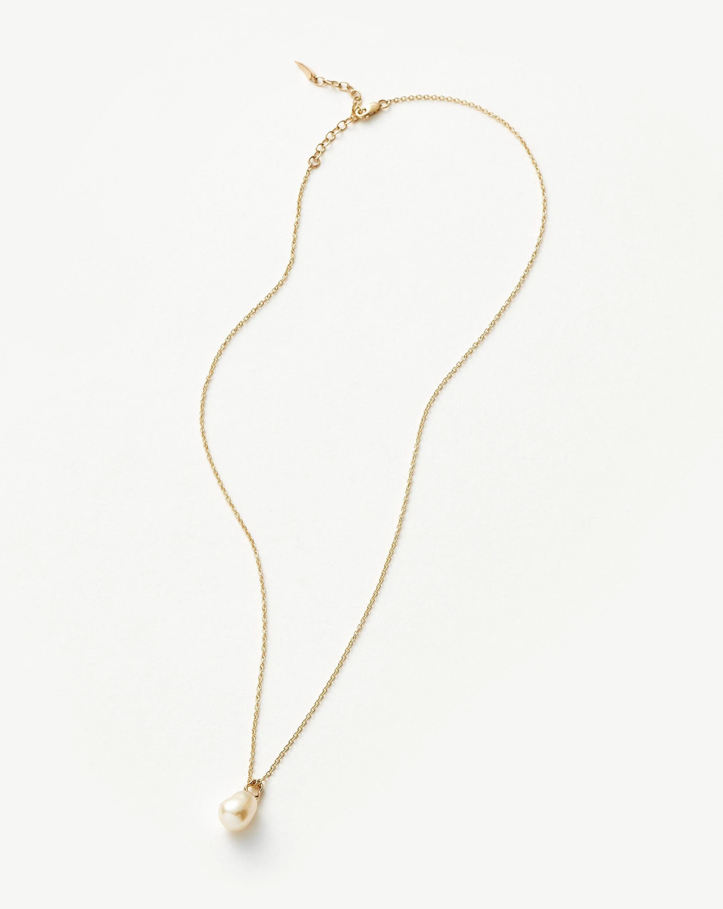 Solid Gold Baroque Pearl Organic Pendant Necklace - Image 4