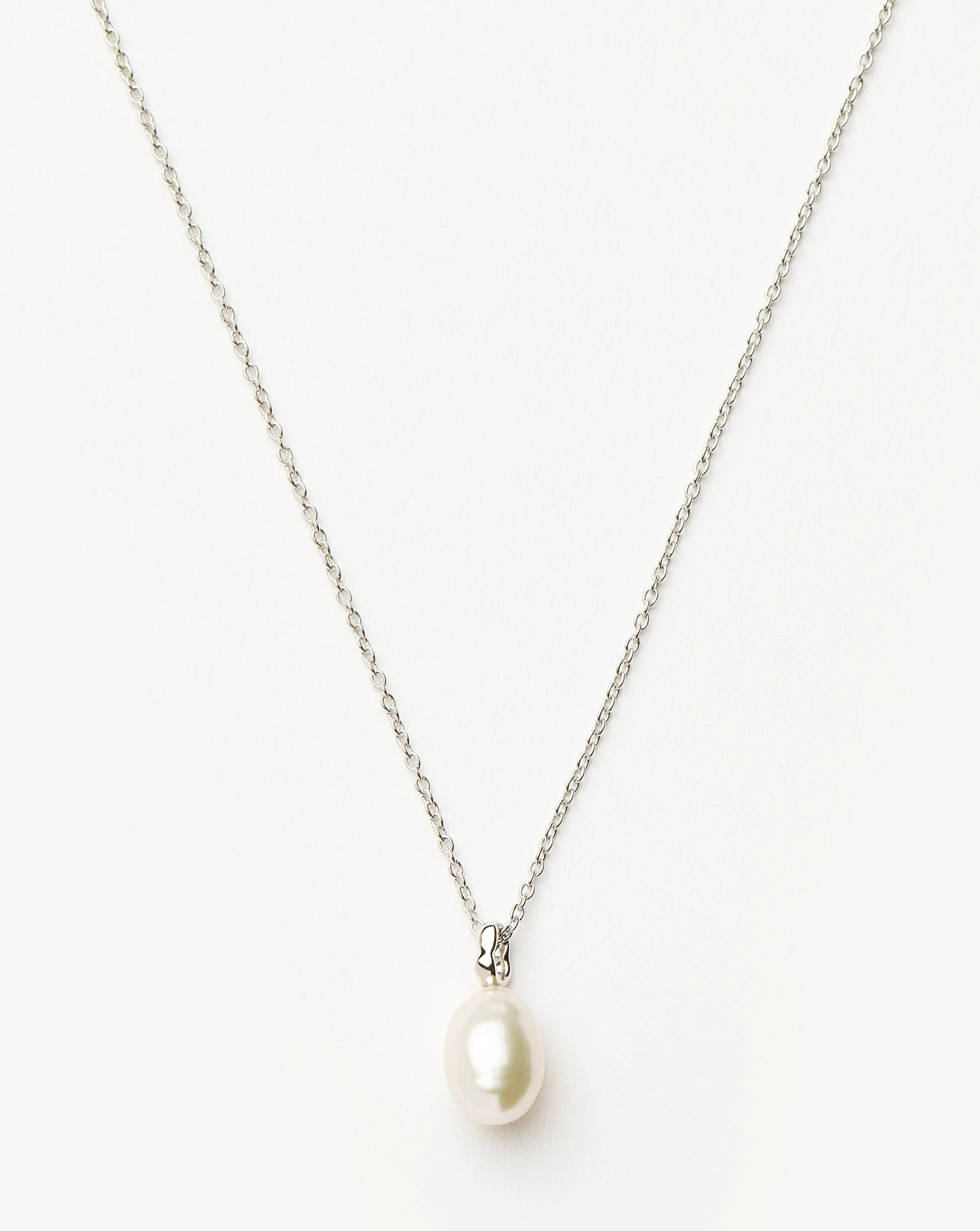 Solid Gold Baroque Pearl Organic Pendant Necklace | 14ct Solid White Gold/Pearl