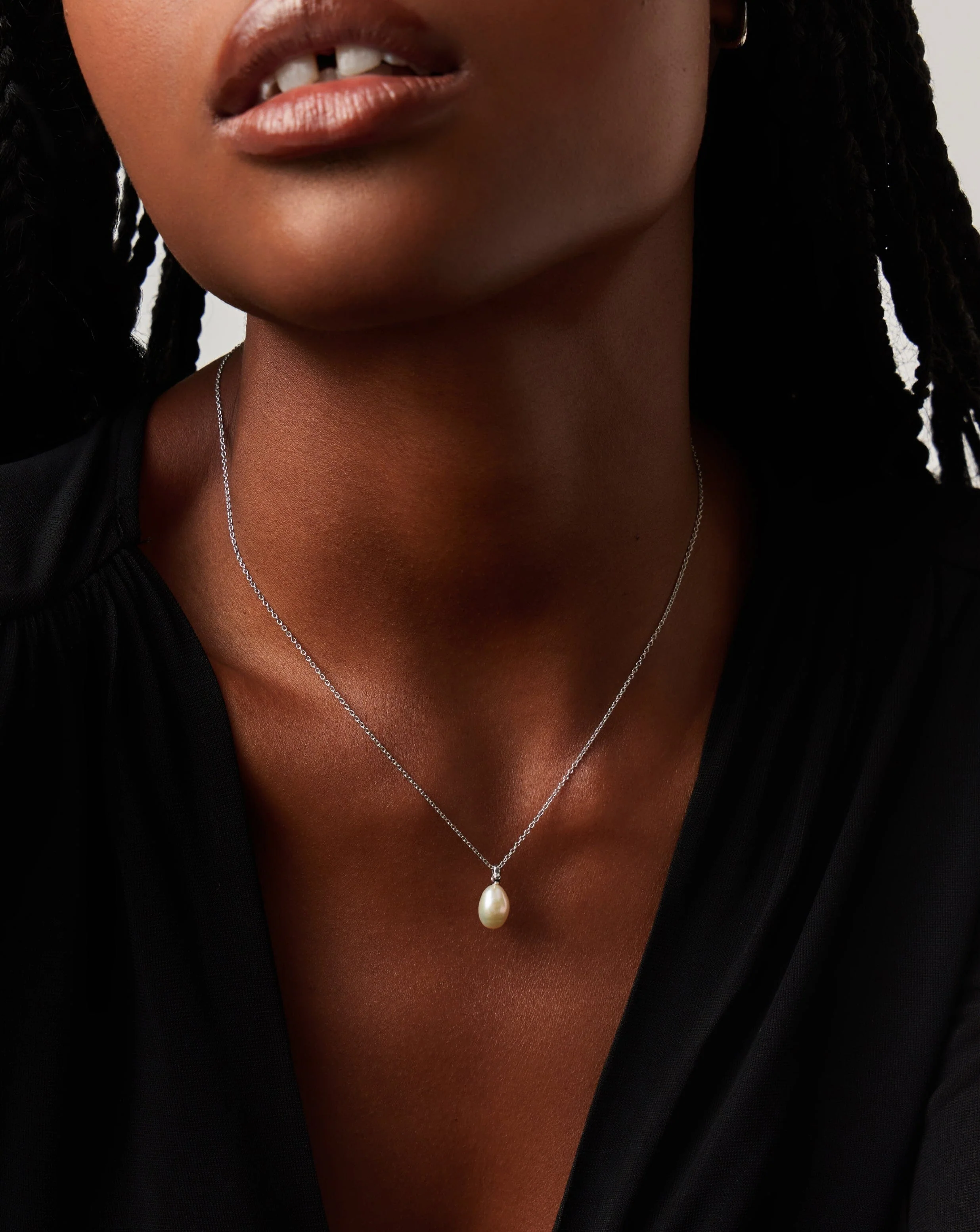 Solid Gold Baroque Pearl Organic Pendant Necklace | 14ct Solid White Gold/Pearl - Image 2