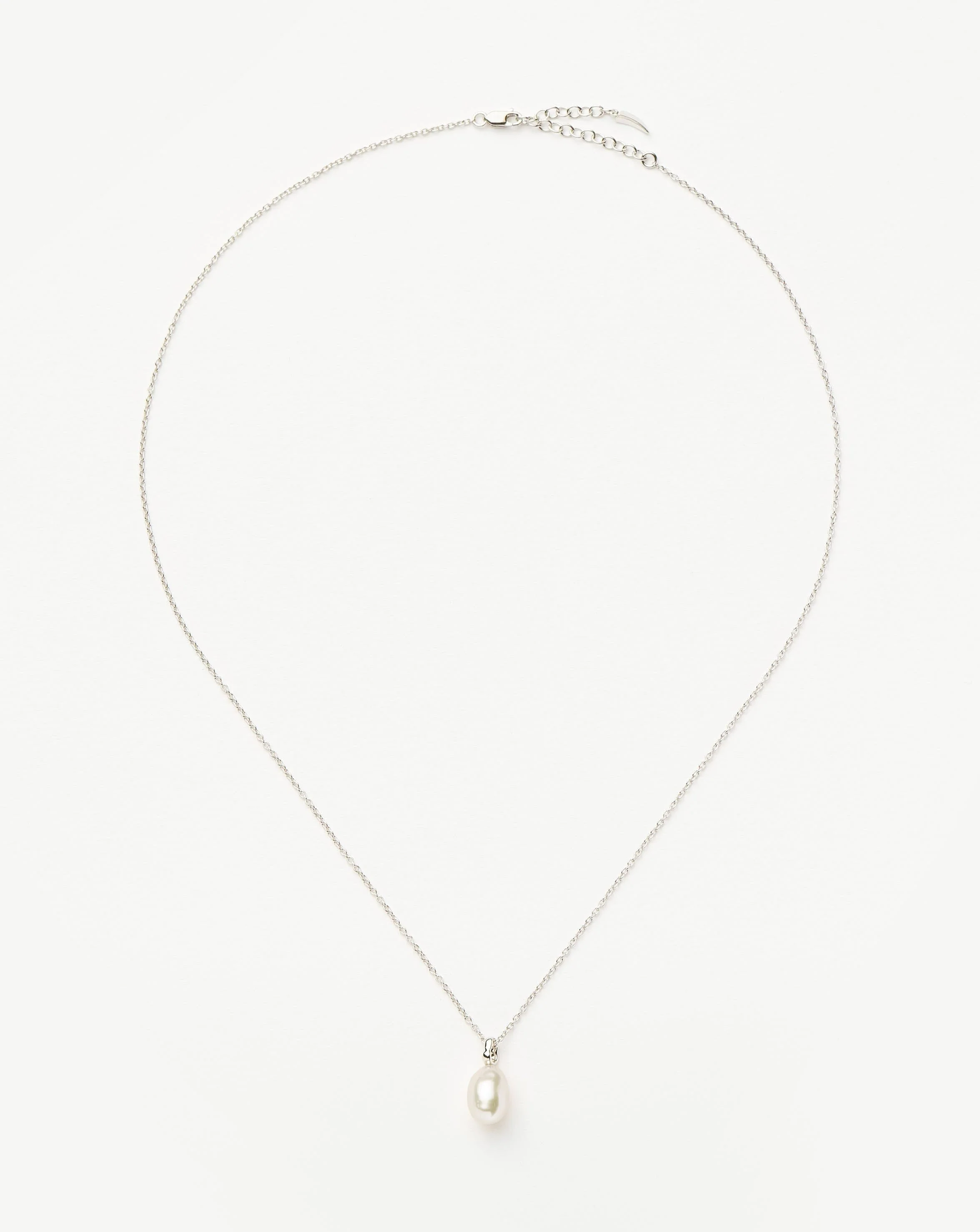 Solid Gold Baroque Pearl Organic Pendant Necklace | 14ct Solid White Gold/Pearl - Image 4