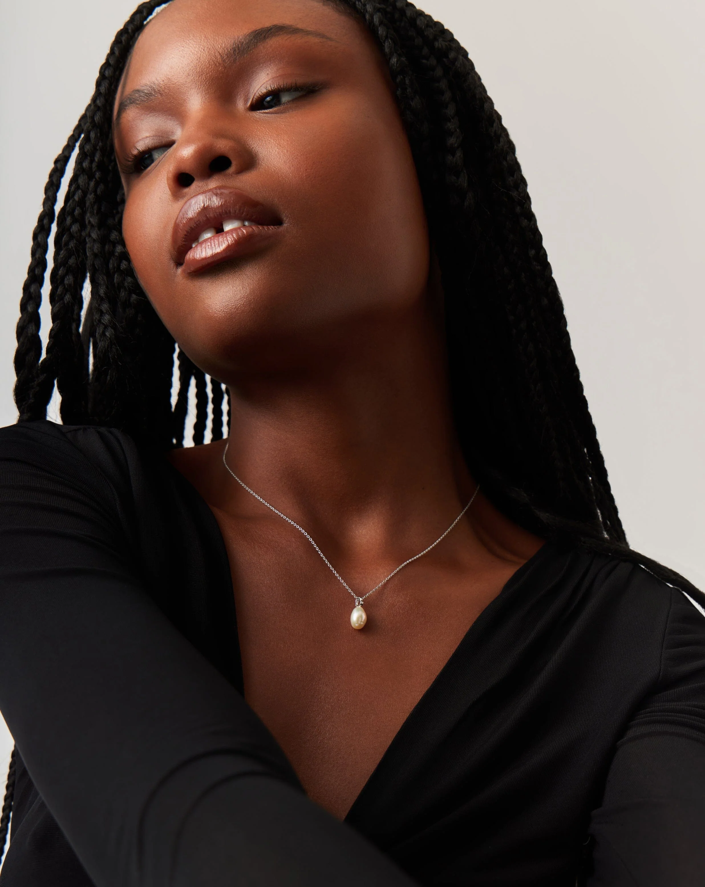 Solid Gold Baroque Pearl Organic Pendant Necklace | 14ct Solid White Gold/Pearl - Image 6