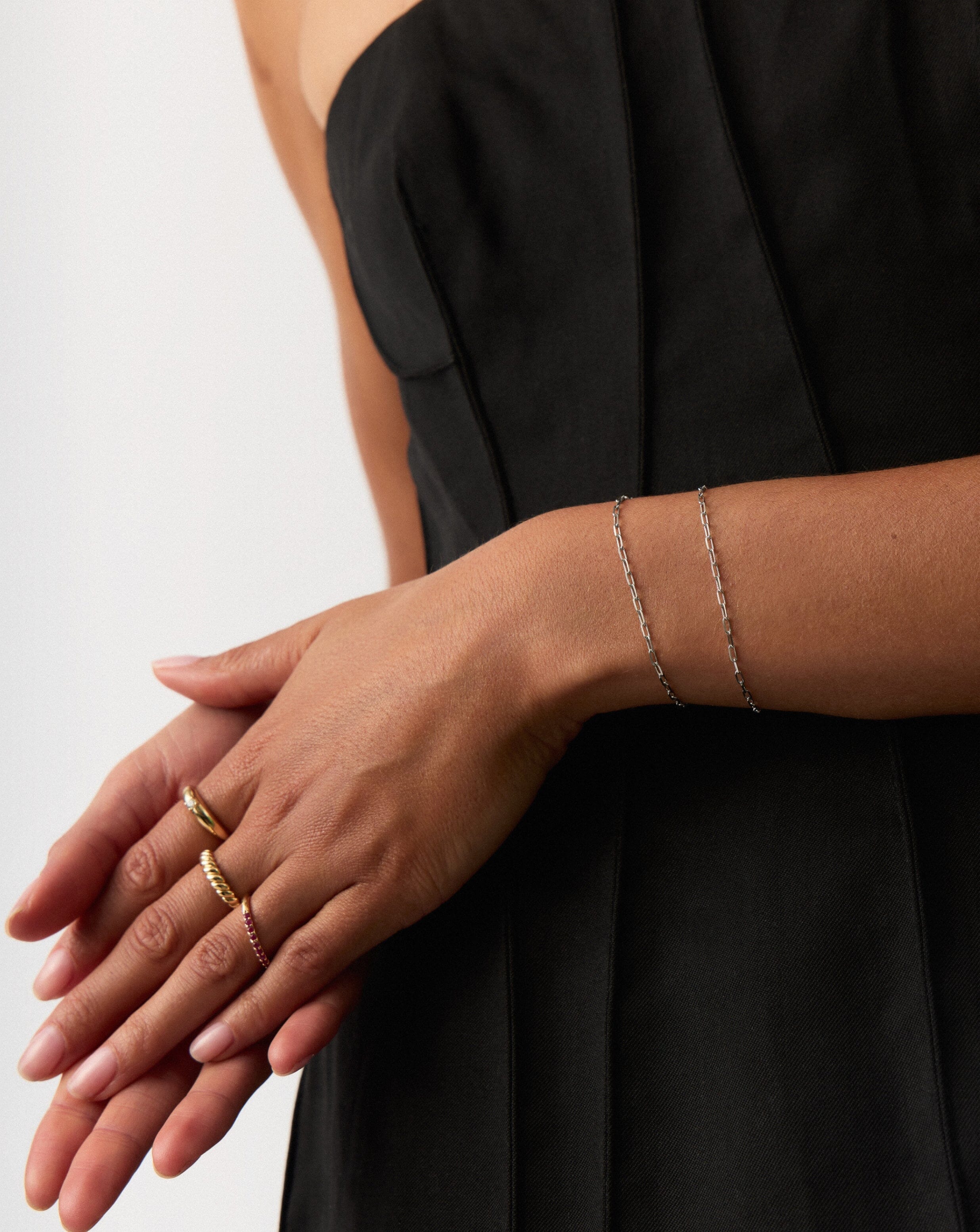 Solid Gold Classic Paperclip Chain Bracelet | 14ct Solid White Gold - Image 2