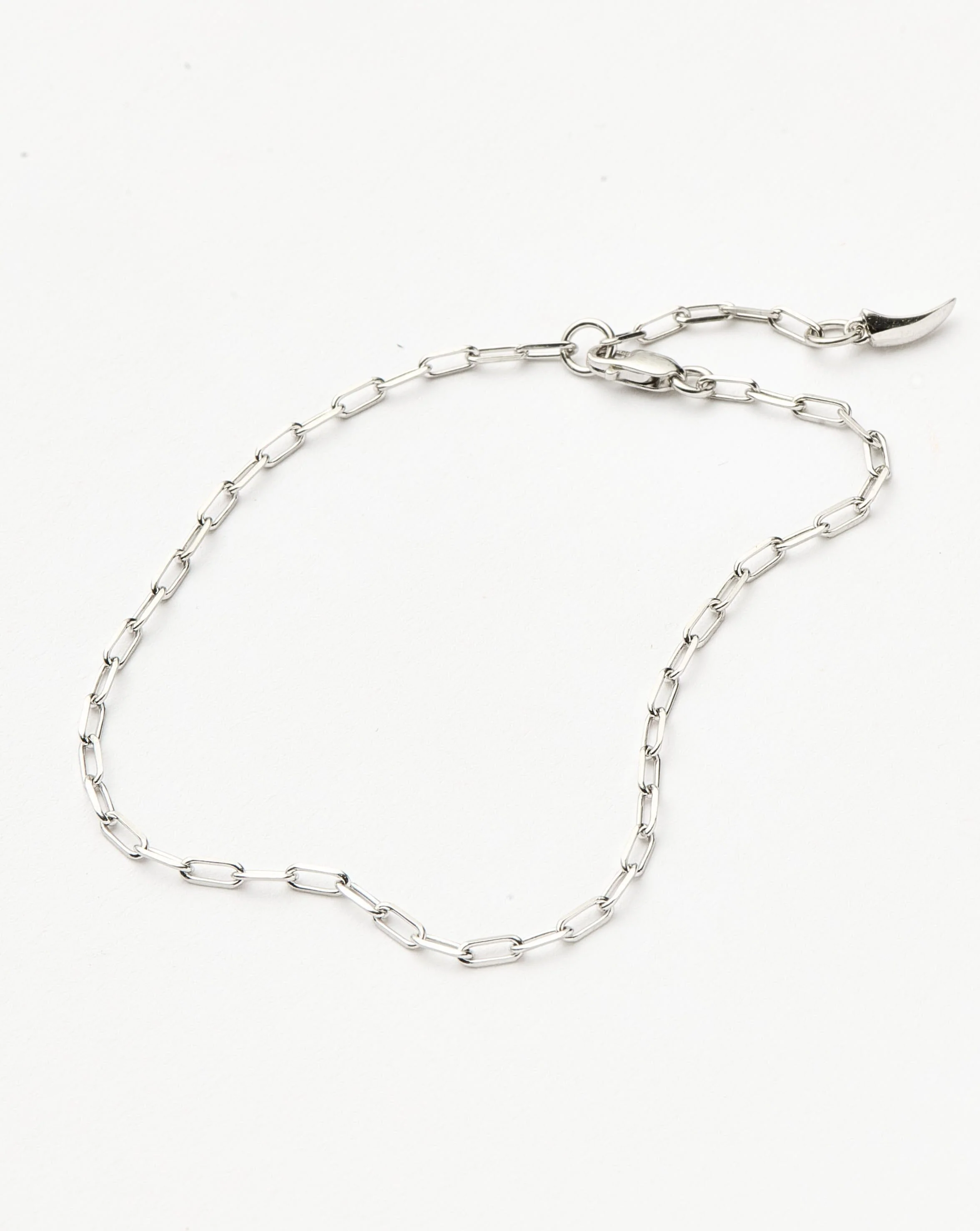 Solid Gold Classic Paperclip Chain Bracelet | 14ct Solid White Gold - Image 4