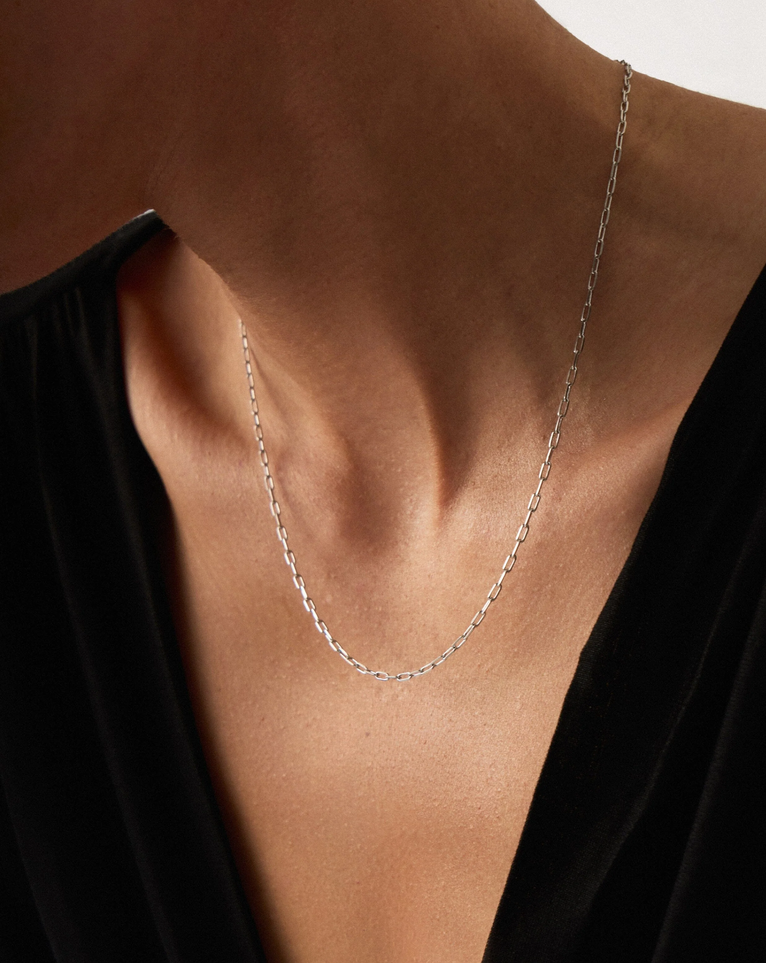 Solid Gold Classic Paperclip Chain Necklace | 14ct Solid White Gold - Image 3