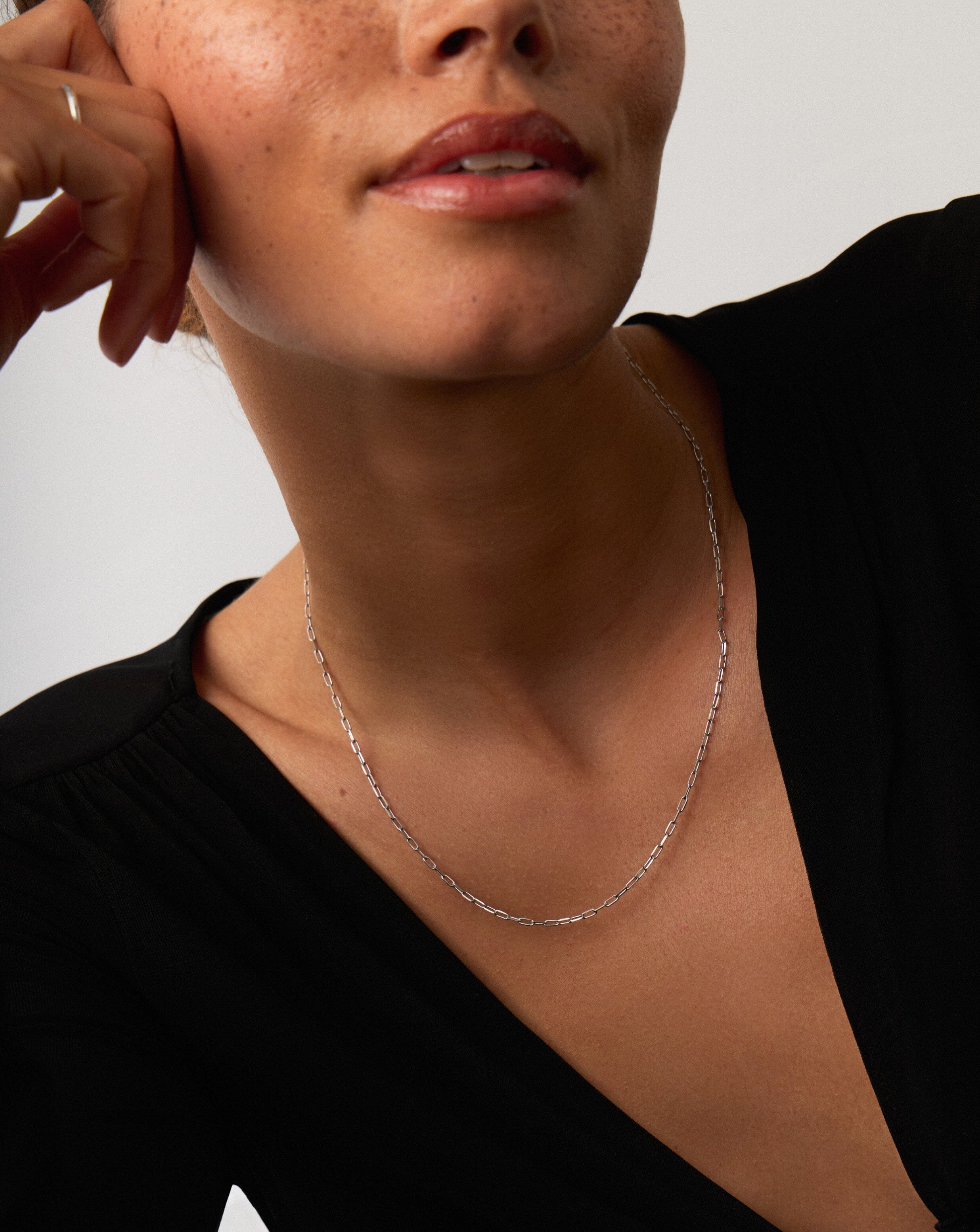 Solid Gold Classic Paperclip Chain Necklace | 14ct Solid White Gold - Image 6