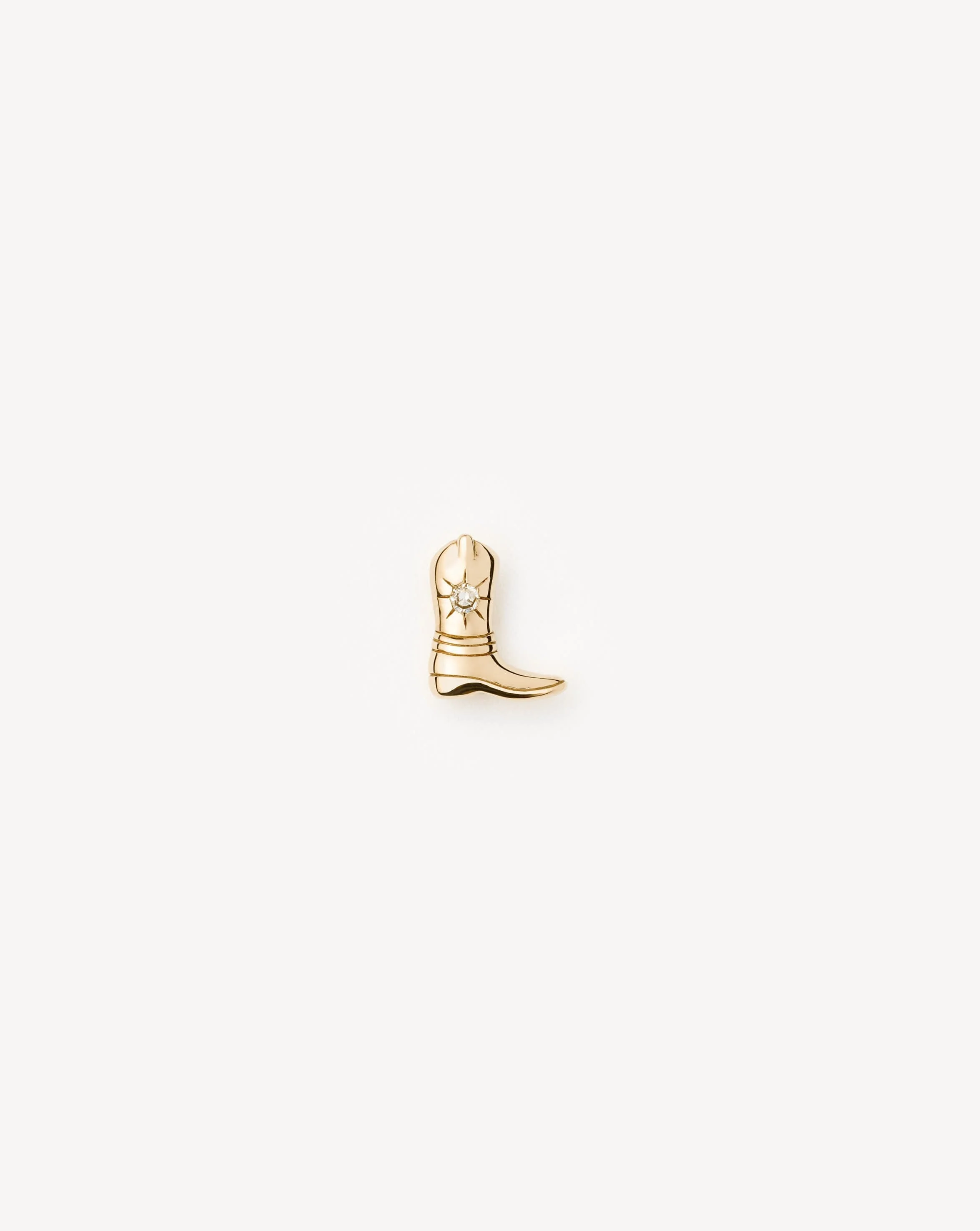 Solid Gold Cowboy Boot Single Stud Earring | 14ct Solid Gold/Diamond