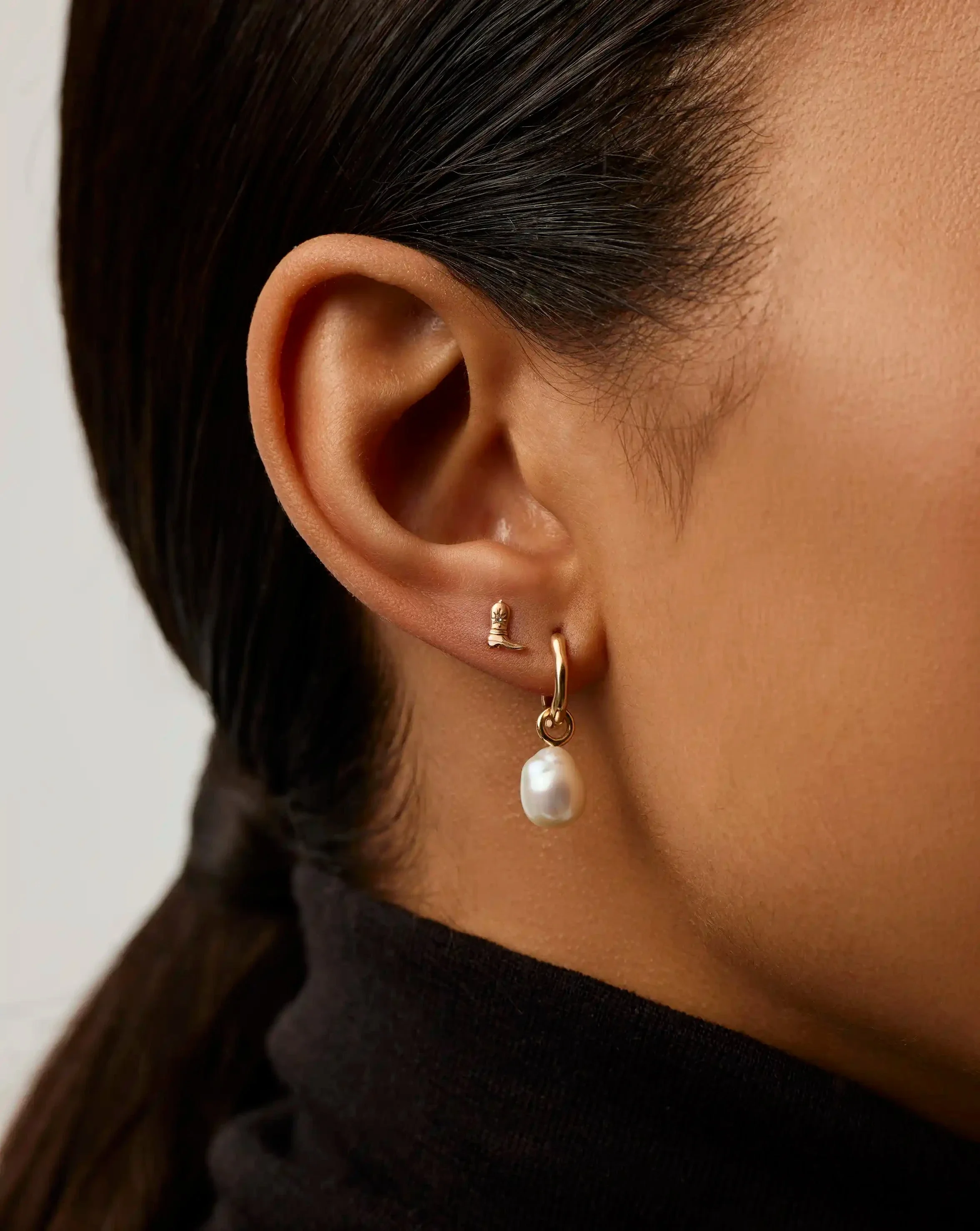 Solid Gold Cowboy Boot Single Stud Earring | 14ct Solid Gold/Diamond - Image 2