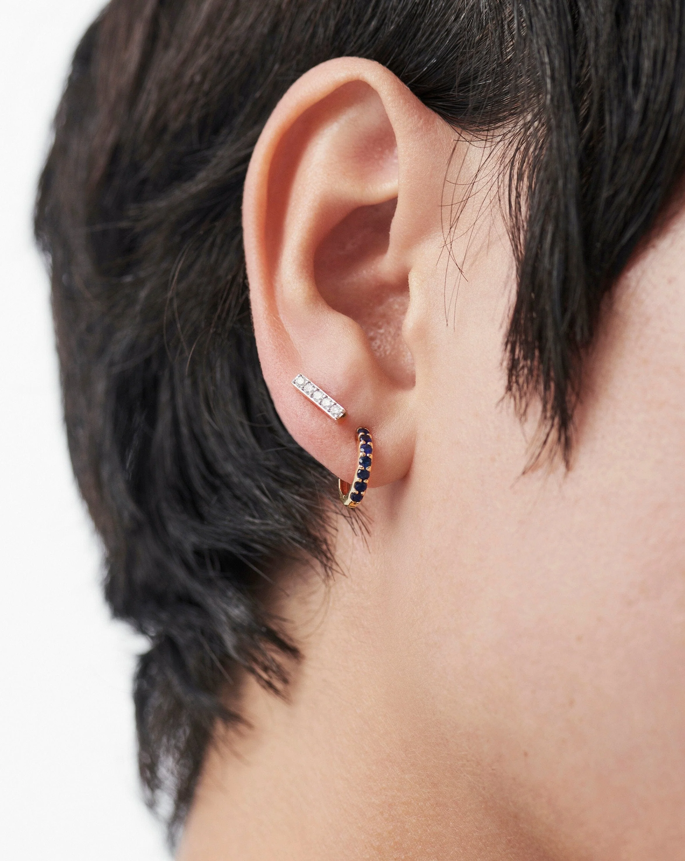 Solid Gold Diamond Bar Stud Earrings | 14ct Solid Gold/Diamond - Image 2