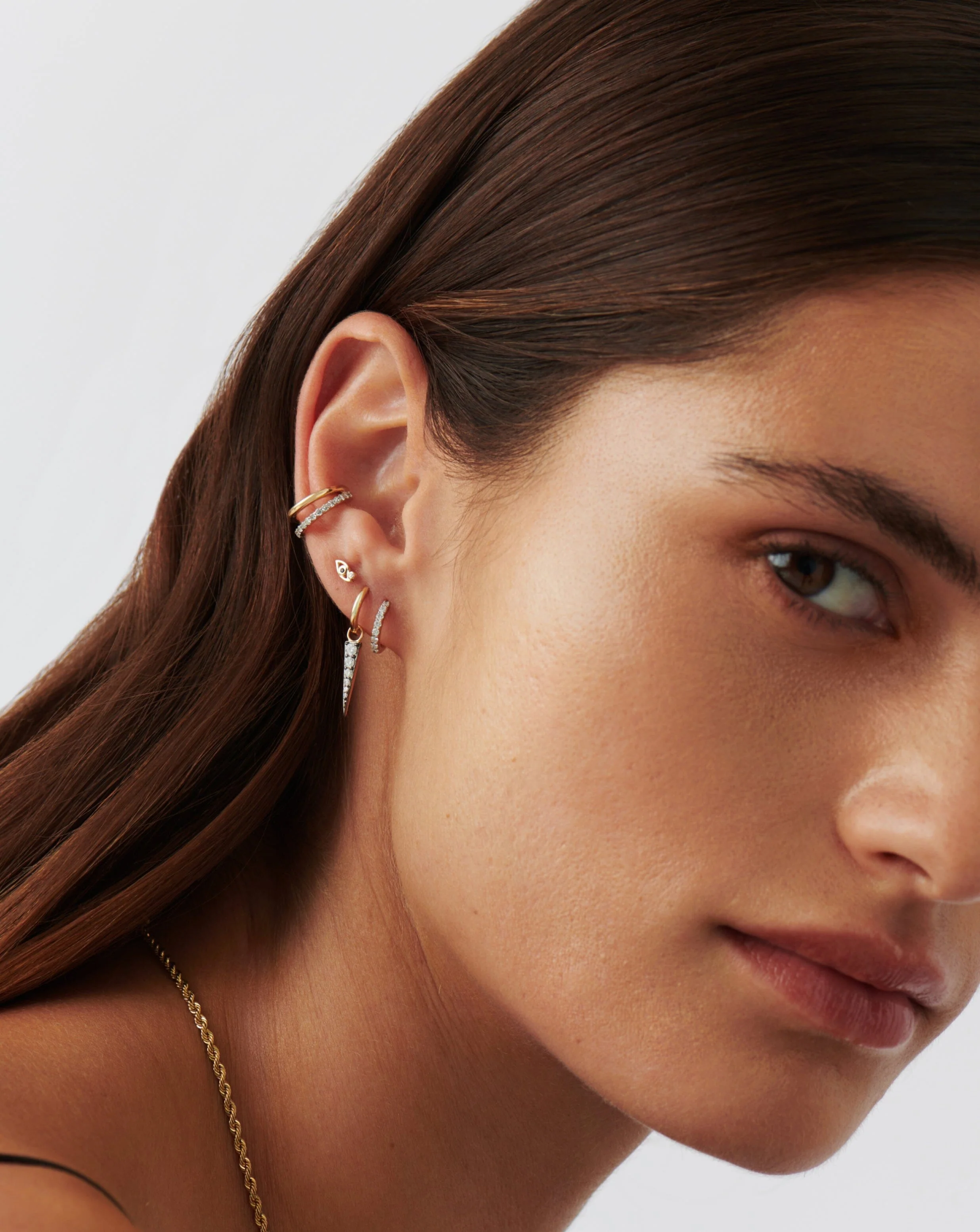 Solid Gold Evil Eye Single Stud Earring - Image 3