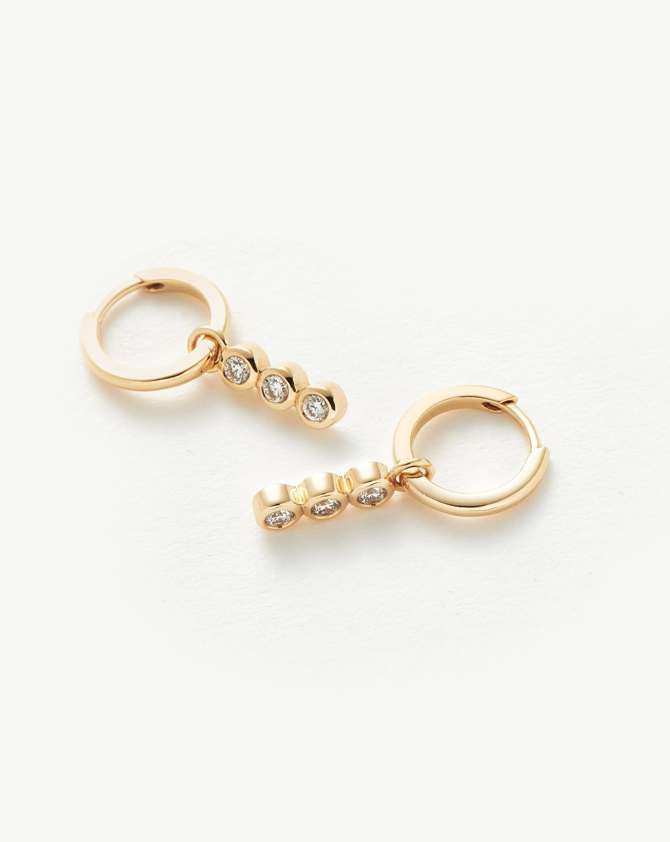 Solid Gold Diamond Charm Hoop Earrings - Image 4