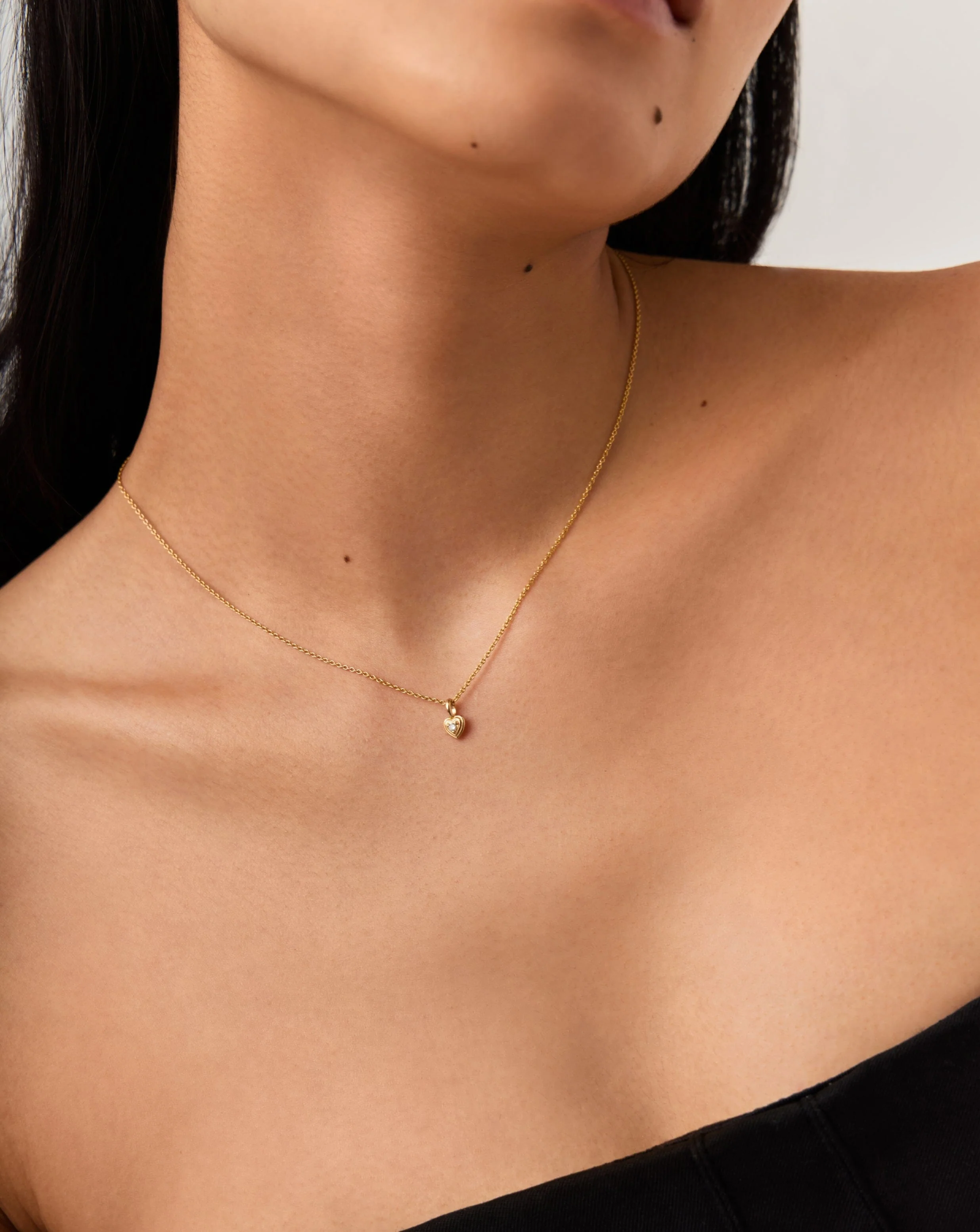 Solid Gold Diamond Heart Mini Pendant Necklace | 14ct solid Gold/Diamond - Image 2