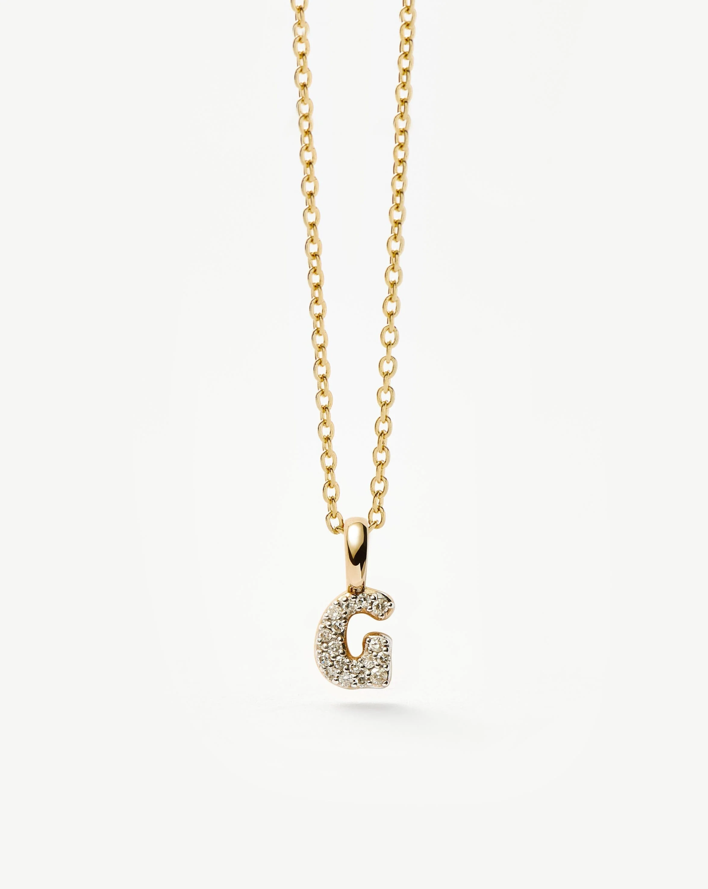 Solid Gold Diamond Initial Mini Pendant Necklace - G | 14ct Solid Yellow Gold Plated/Diamond - Image 4