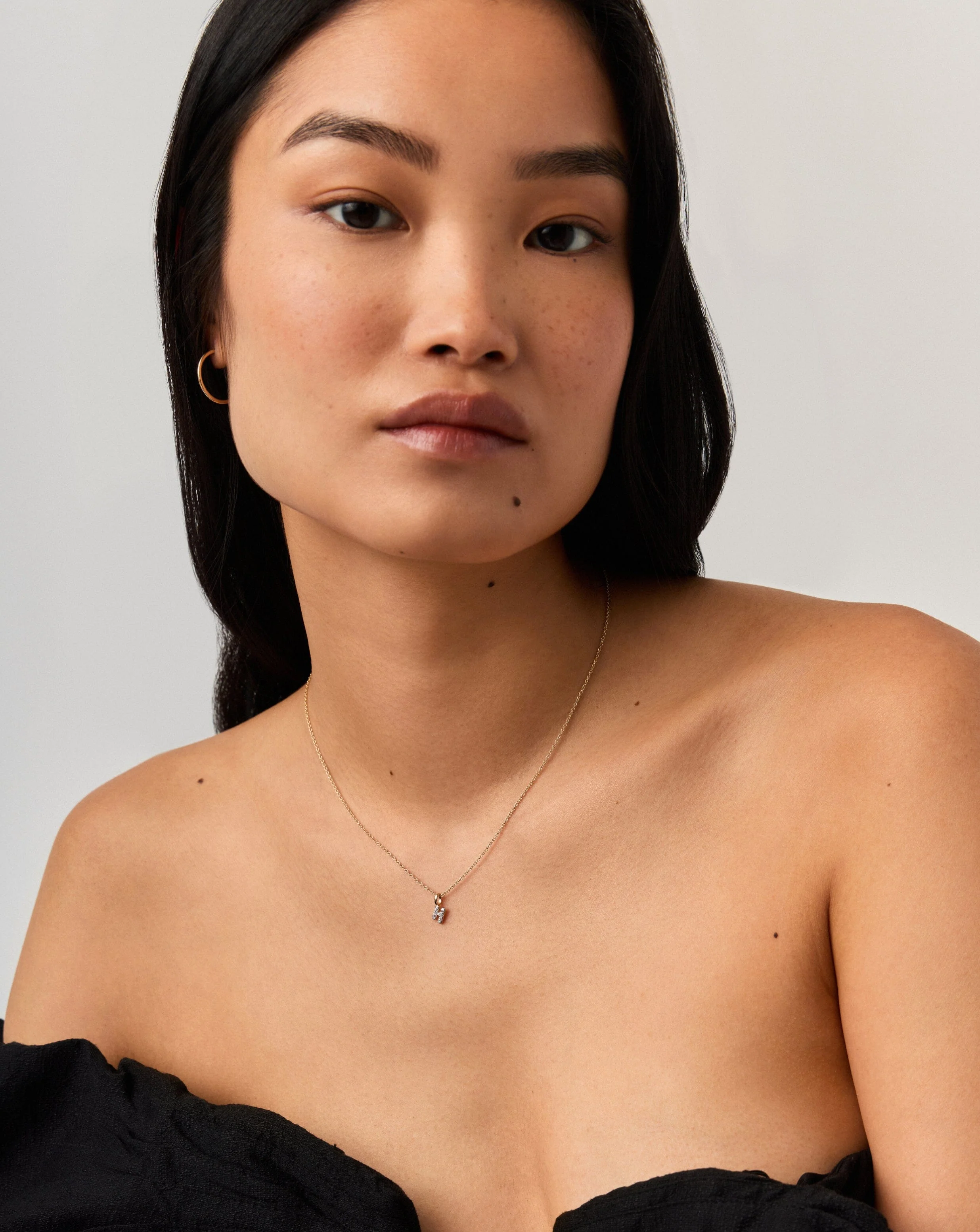 Solid Gold Diamond Initial Mini Pendant Necklace - H | 14ct Solid Yellow Gold Plated/Diamond - Image 3