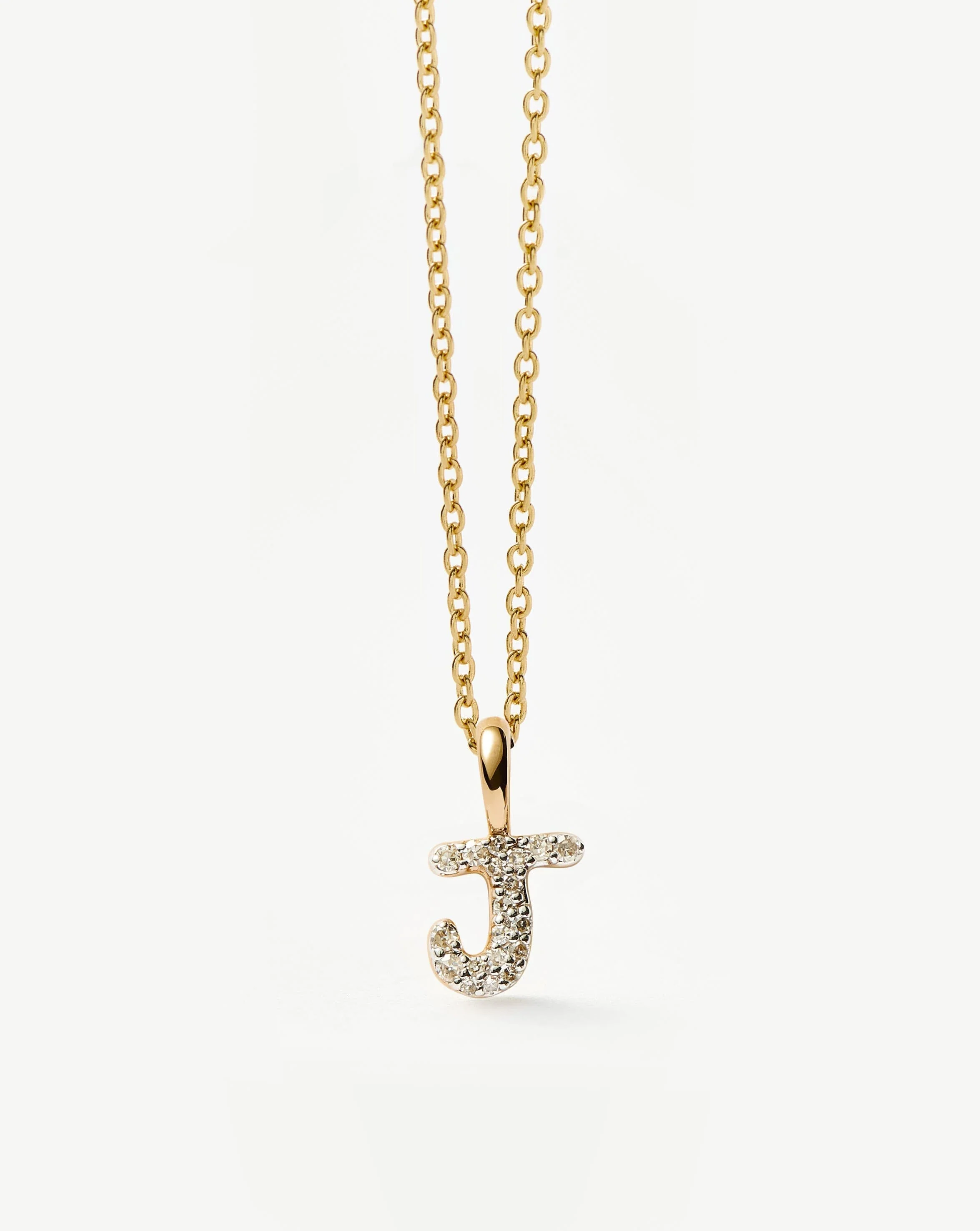 Solid Gold Diamond Initial Mini Pendant Necklace - J | 14ct Solid Yellow Gold Plated/Diamond - Image 4