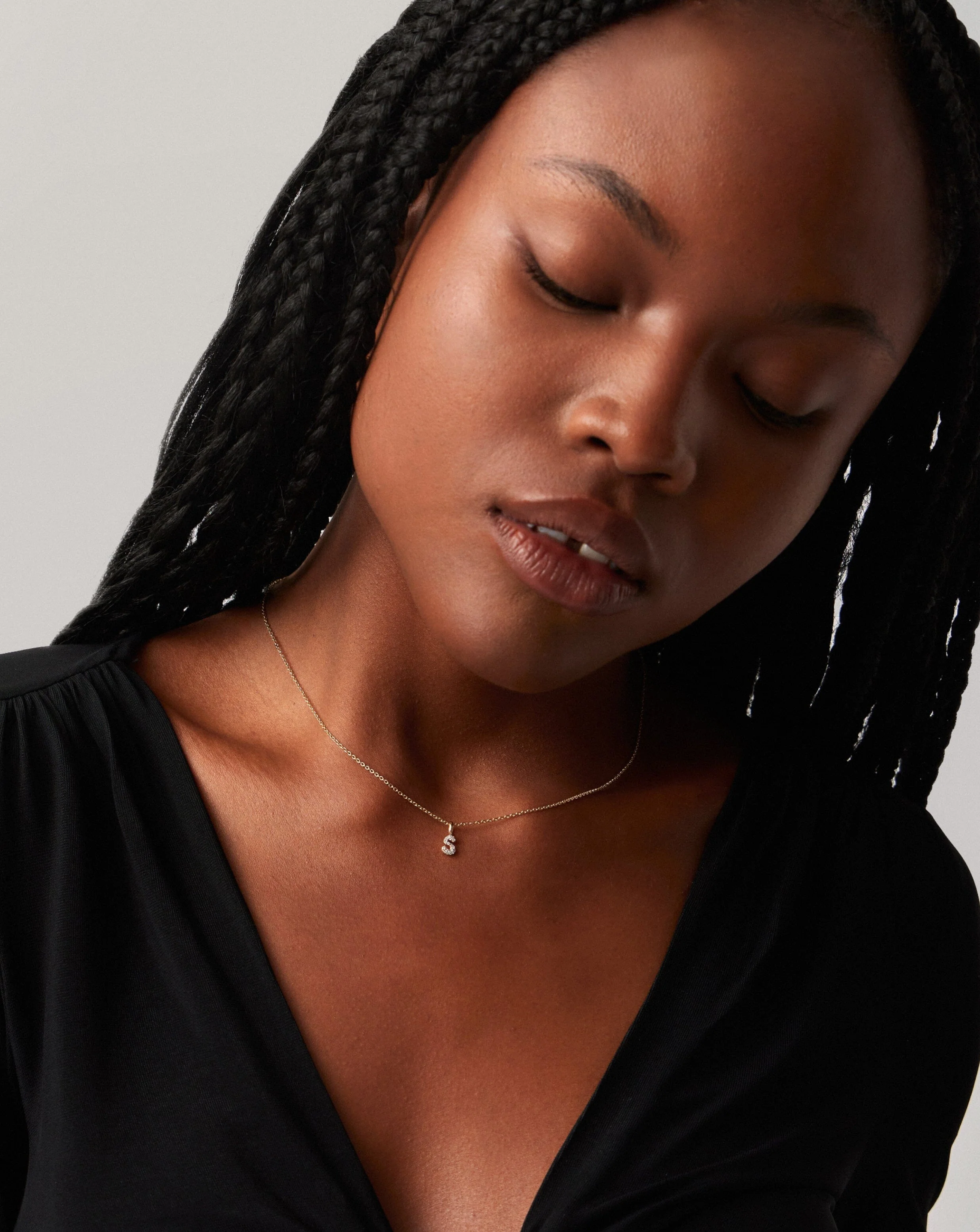 Solid Gold Diamond Initial Mini Pendant Necklace - S | 14ct Solid Yellow Gold Plated/Diamond - Image 3