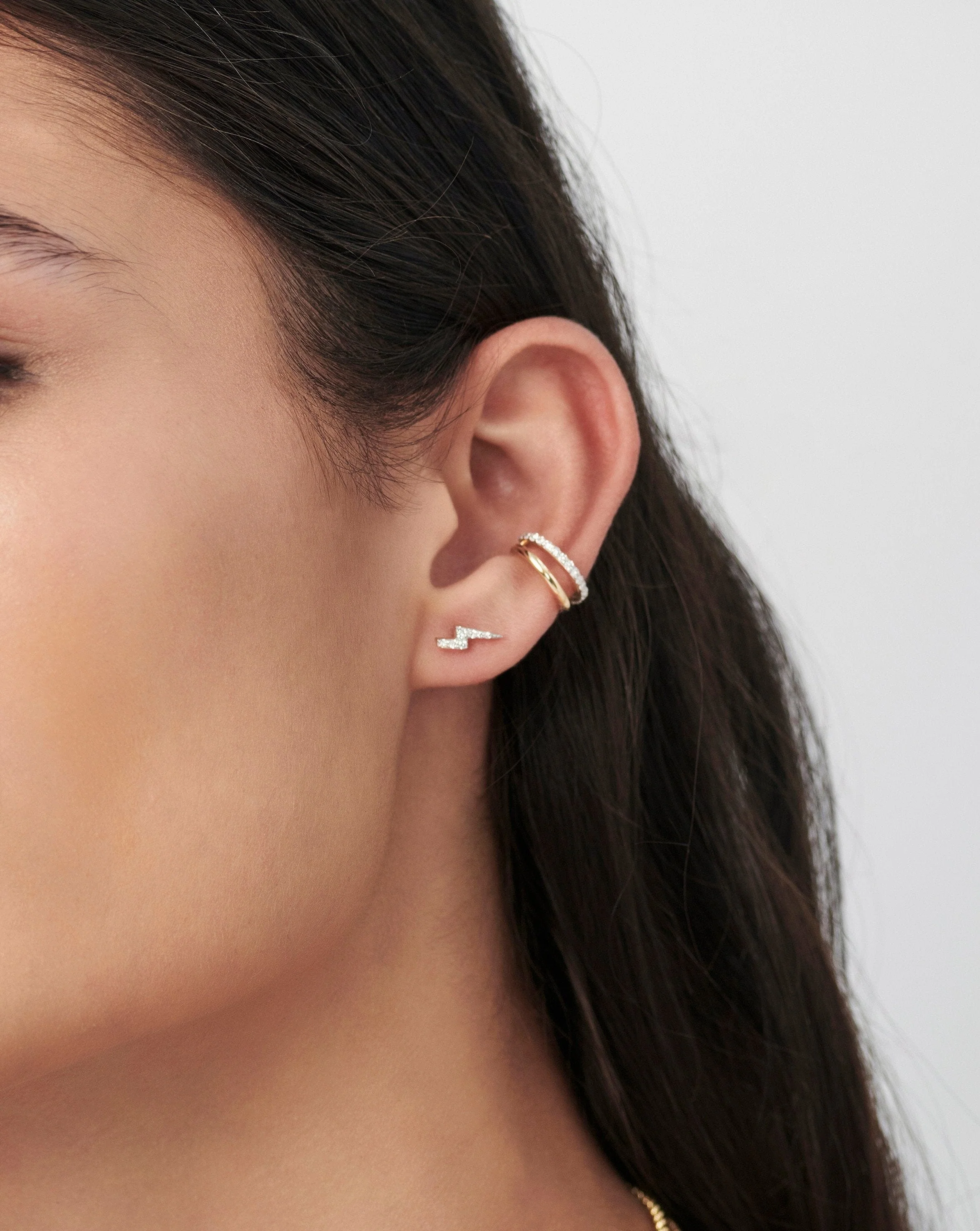 Solid Gold Diamond Lightning Stud Earrings | 14ct Solid Gold/Diamond - Image 2