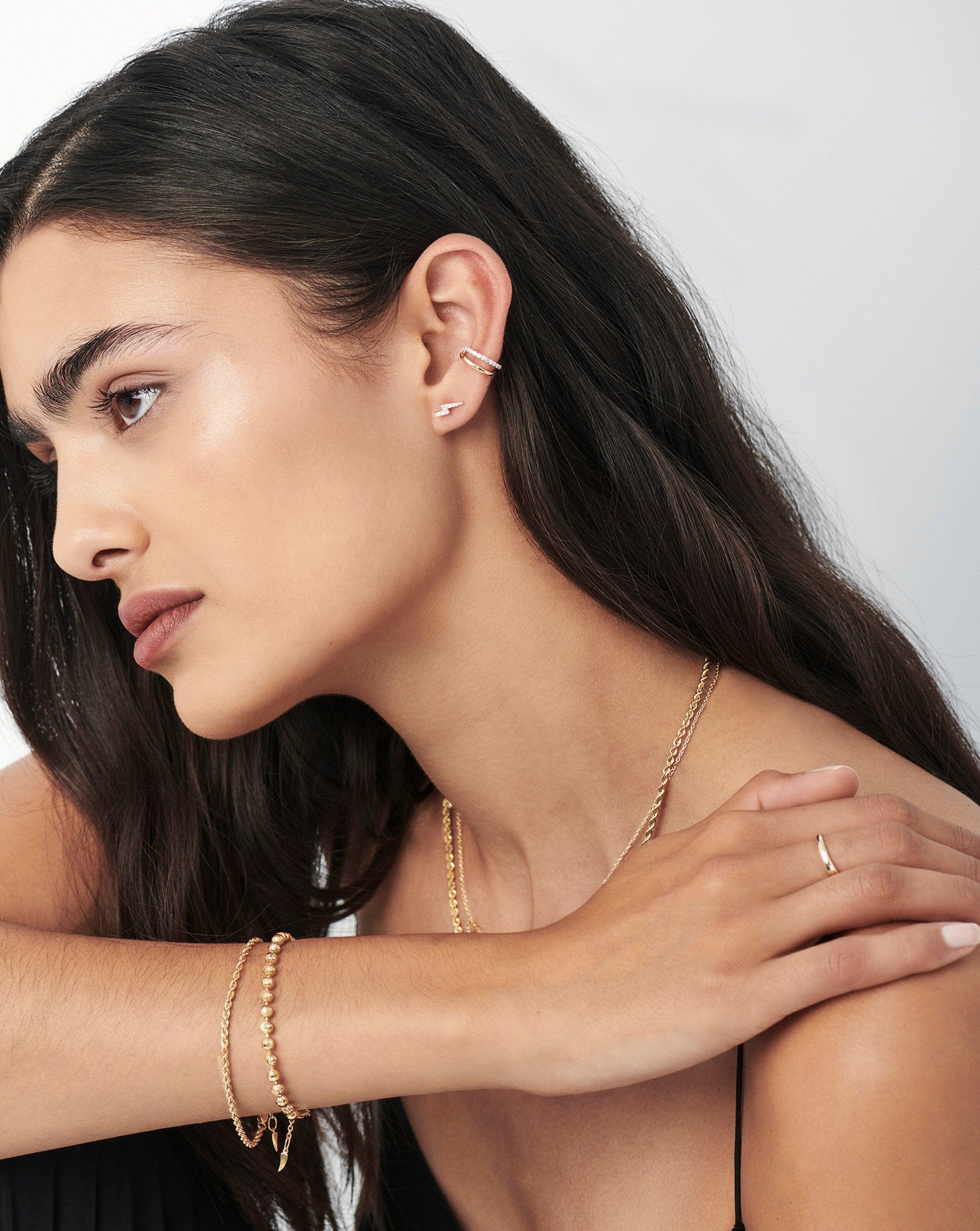 Solid Gold Diamond Lightning Stud Earrings | 14ct Solid Gold/Diamond - Image 3