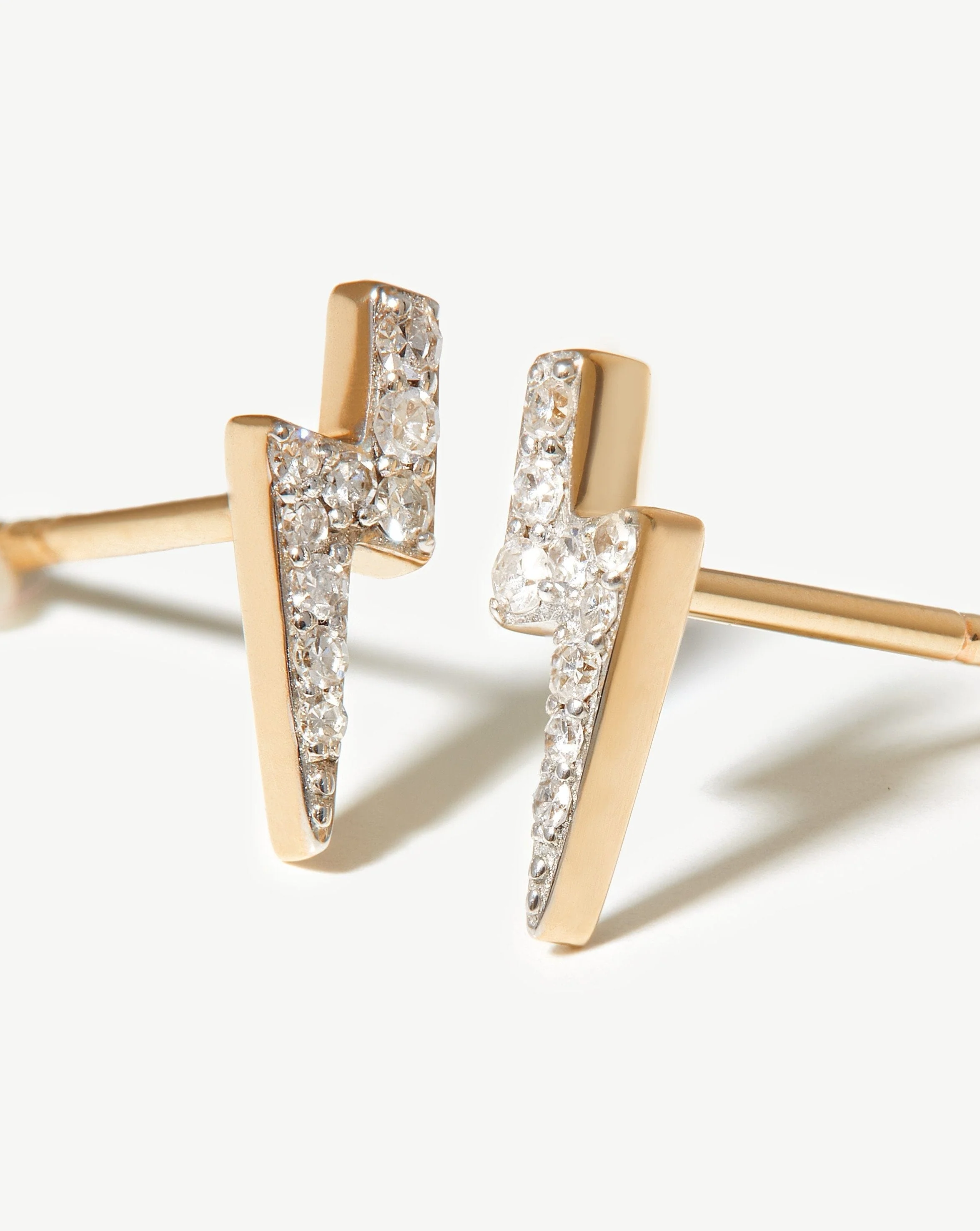 Solid Gold Diamond Lightning Stud Earrings | 14ct Solid Gold/Diamond - Image 4