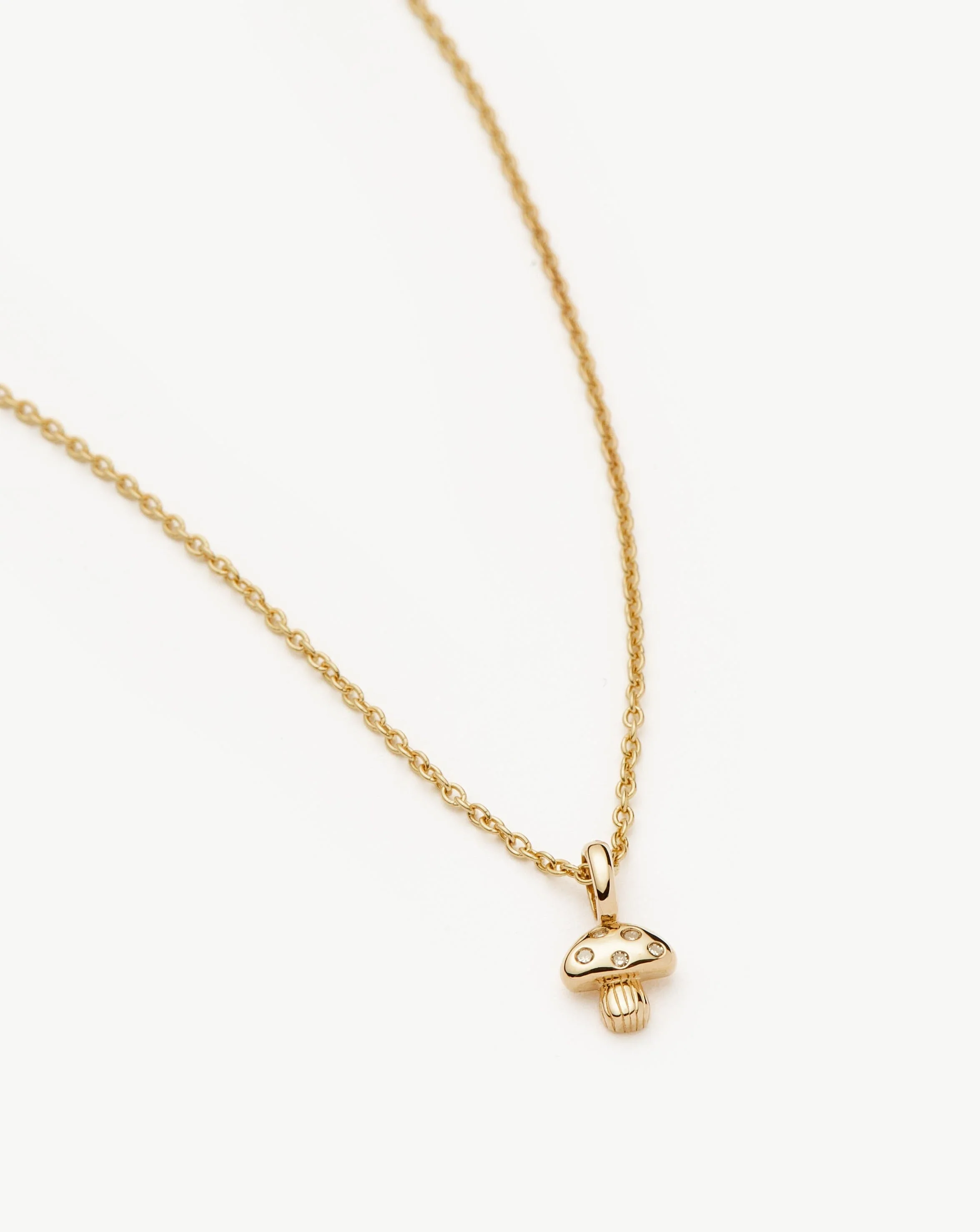 Solid Gold Diamond Mushroom Mini Pendant Necklace | 14ct Solid Gold/Diamond - Image 5