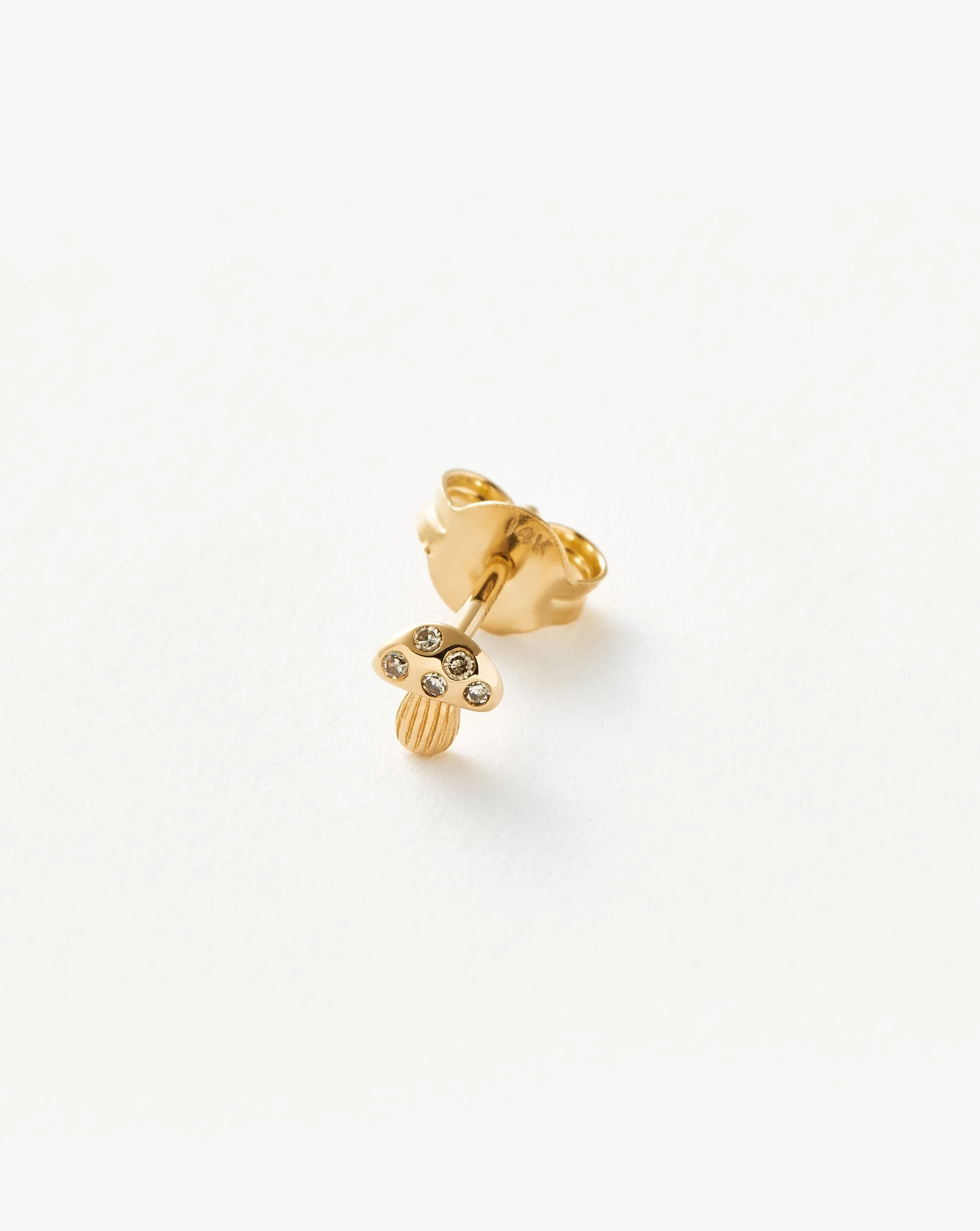 Solid Gold Diamond Mushroom Single Stud Earring - Image 4